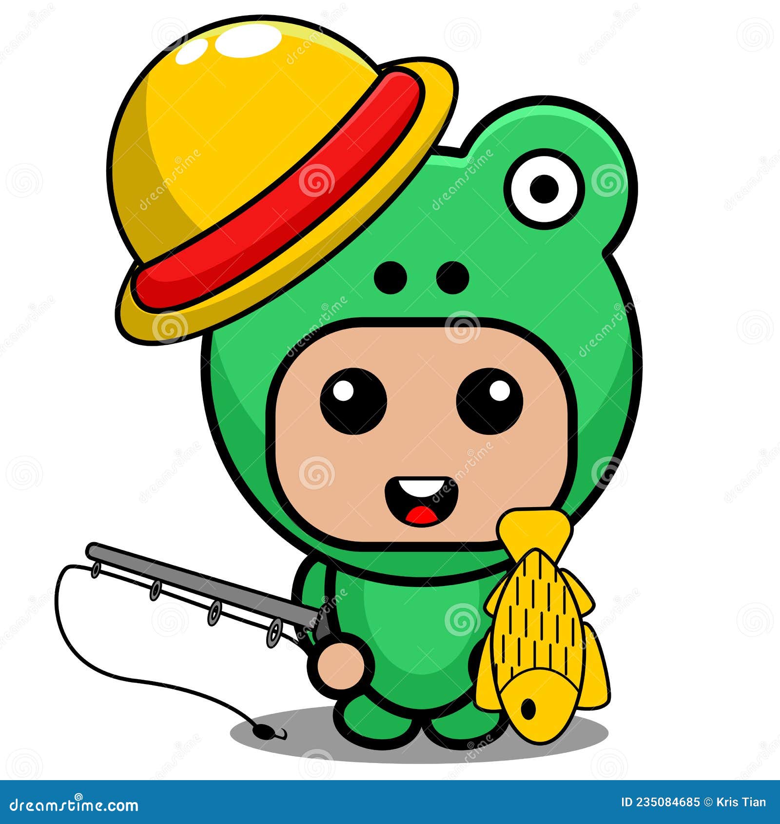 Fishing Frog Animal Mascot Costume Stock Vector - Illustration of climbing,  chibi: 235084685