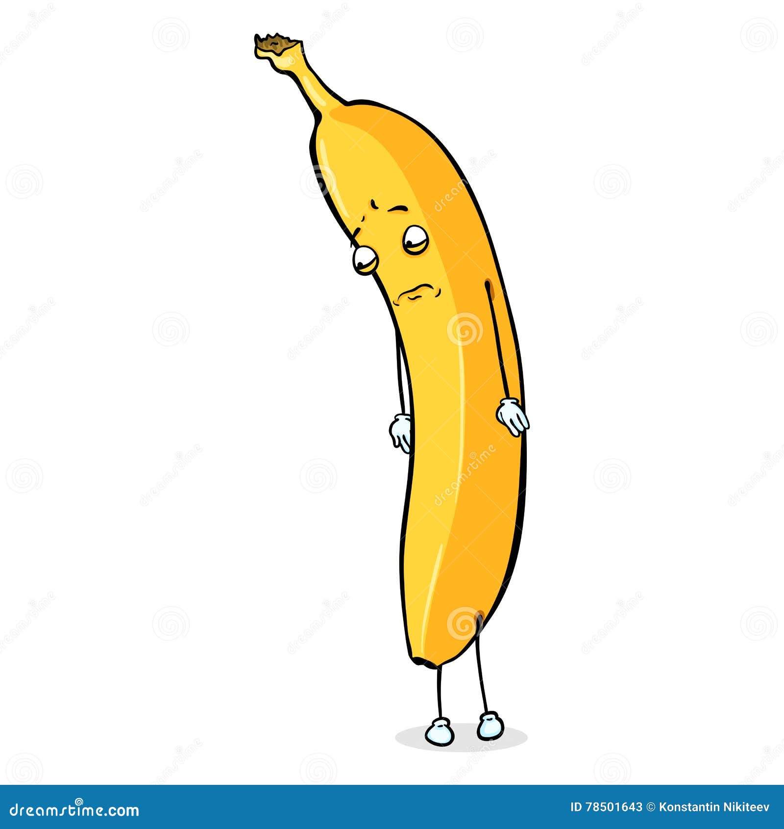 Banana Cat Meme Vector Isolated On Yellow Background. Funky Crying