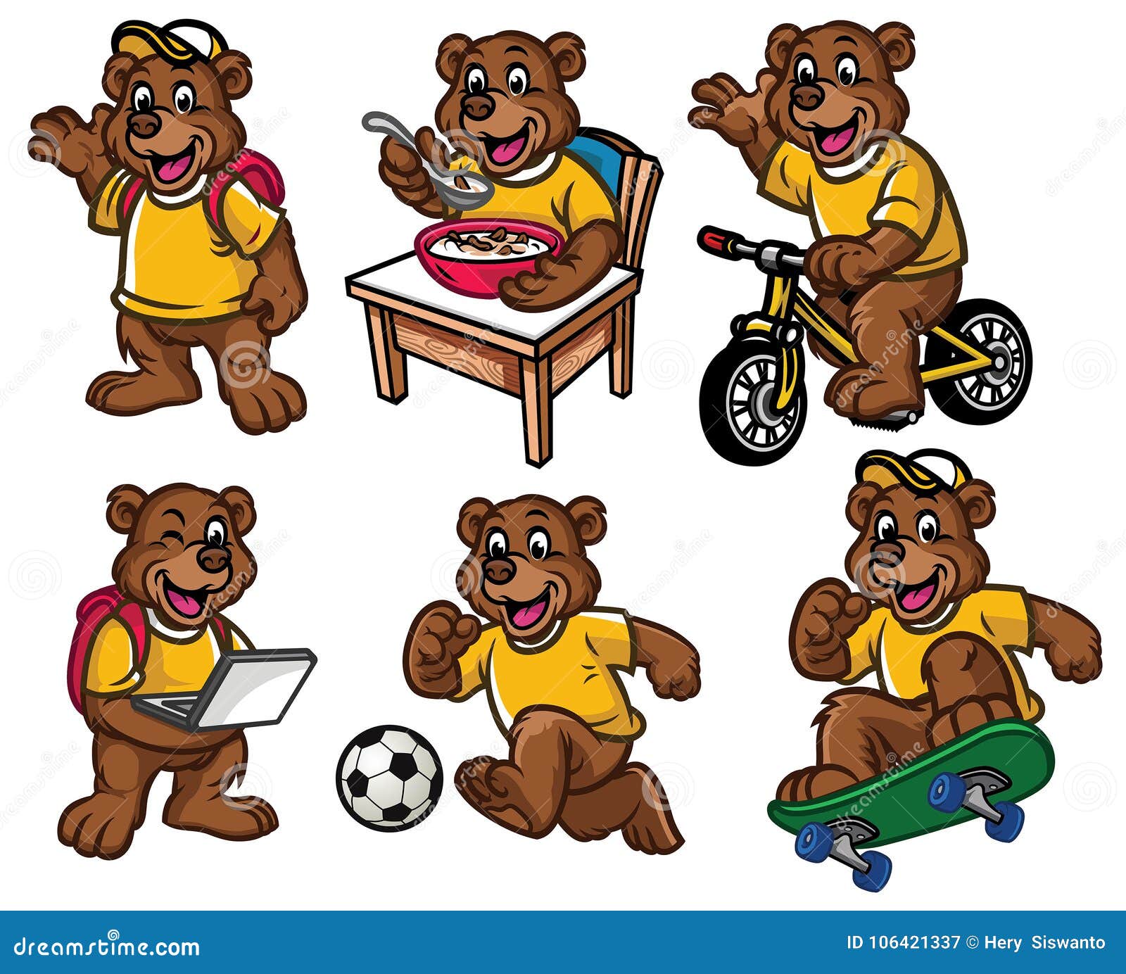 Cartoon Character Set of Cute Little Bear Stock Vector - Illustration of  grizzly, little: 106421337