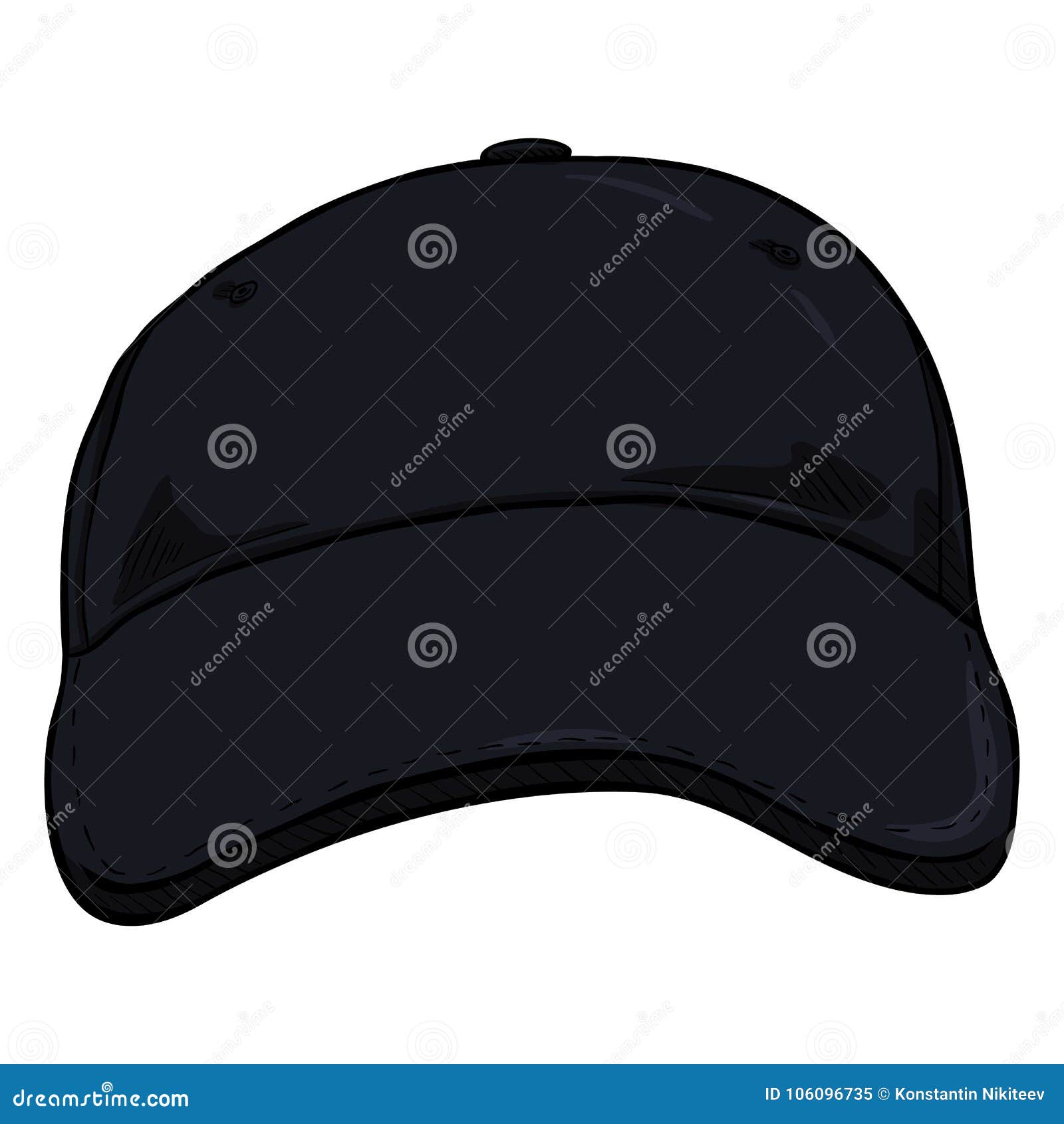 Vector Cartoon Classic Blank Baseball Cap. Front View. Stock Vector ...