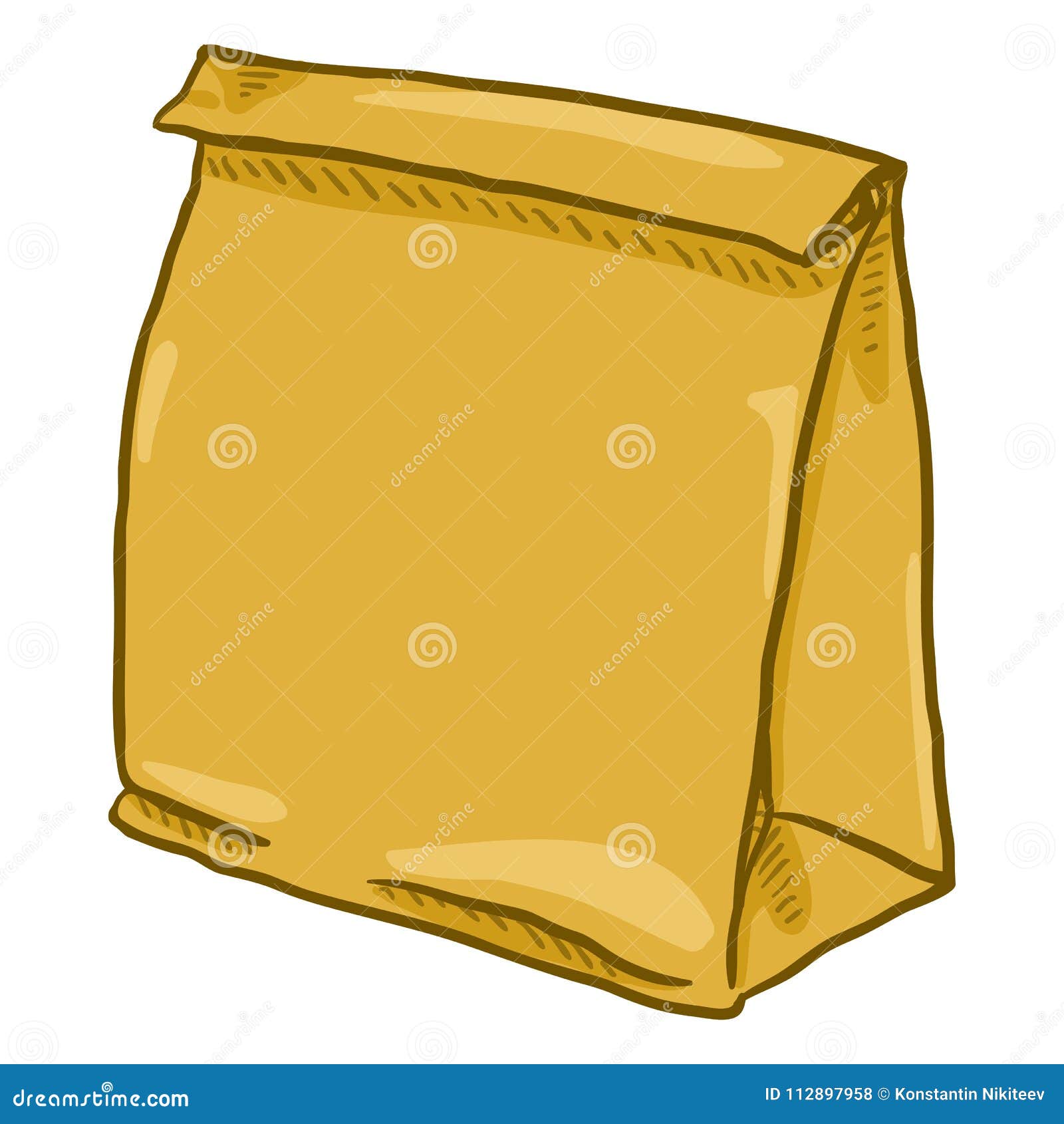 Vector Cartoon Brown Paper Bag for Grocery Shopping Stock Vector