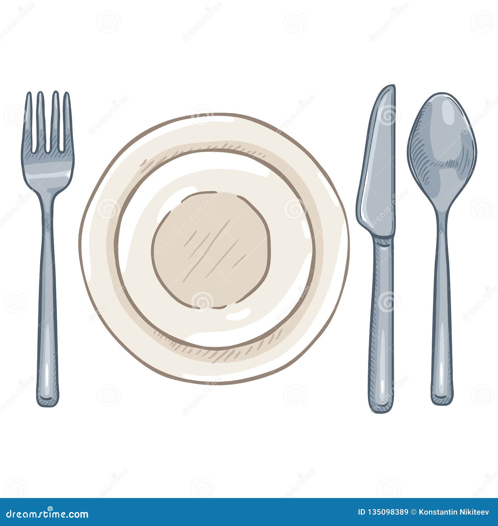 Vector Cartoon Color Dining Set - Steel Fork, Knife, Spoon and Porcelain Plates Stock Vector - Illustration of draw, home: 135098389 Vector Cartoon Color Dining Set - Steel Fork, Knife, Spoon and Porcelain Plates Stock Vector - Illustration of draw, home: 135098389