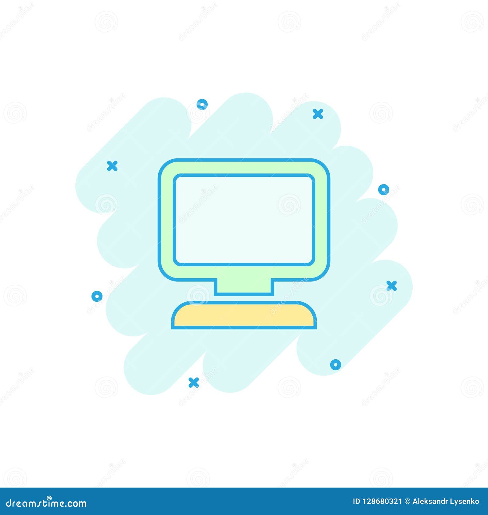 Vector Cartoon Computer Icon In Comic Style Monitor Sign Illustration Pictogram Pc Business Splash Effect Concept Stock Vector Illustration Of Isolated Connection