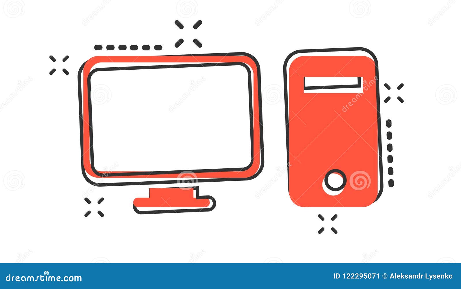 Vector Cartoon Computer Icon In Comic Style Monitor Sign Illustration Pictogram Pc Business Splash Effect Concept Stock Vector Illustration Of Desktop Front