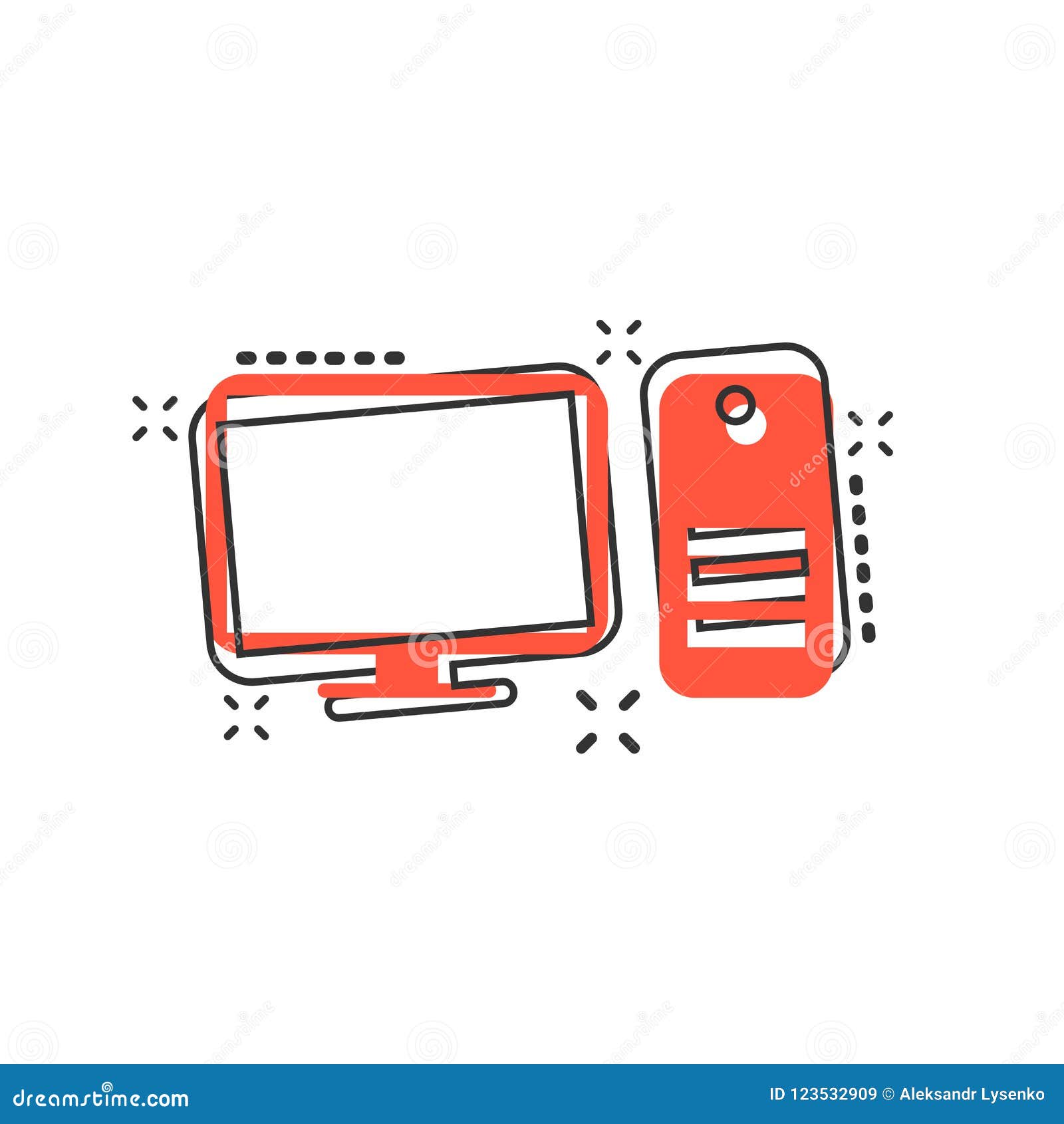 Vector Cartoon Computer Icon In Comic Style Monitor Sign Illustration Pictogram Pc Business Splash Effect Concept Stock Vector Illustration Of Icon Business