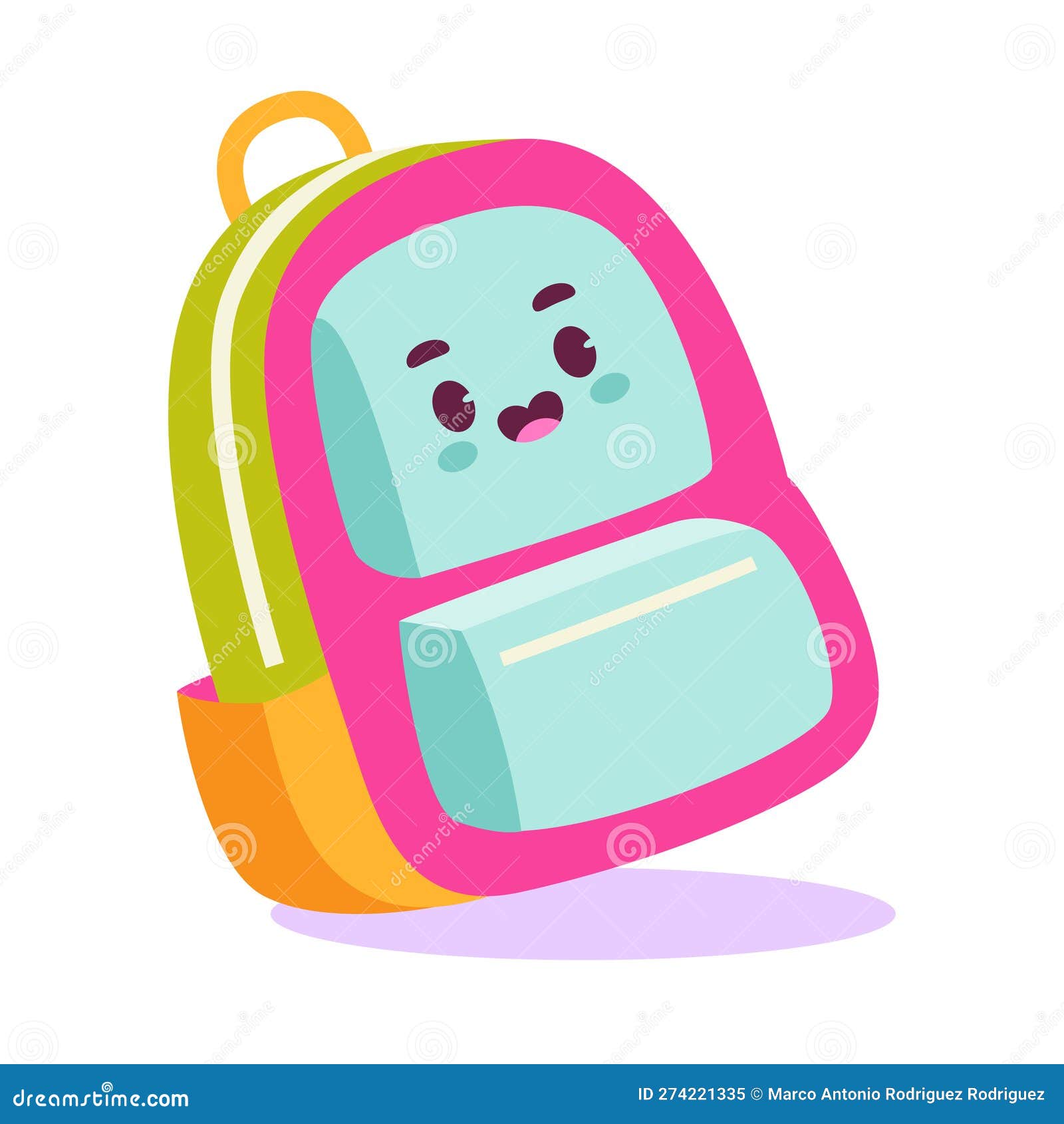 Vector Cartoon Cute Backpack School Kawaii Illustration Stock Vector ...