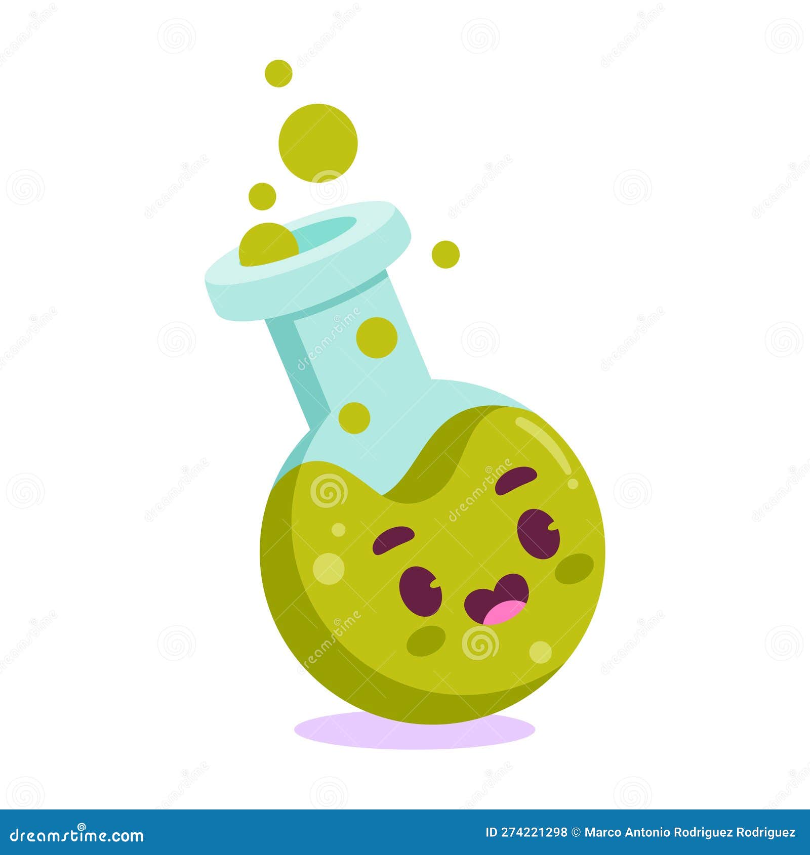 Vector Cartoon Cute Beaker School Kawaii Illustration Stock Vector