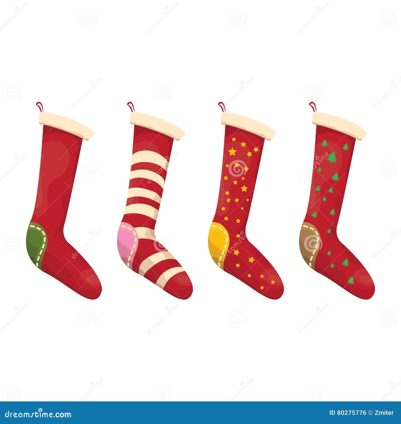 Vector Cartoon Cute Christmas Stocking Stock Vector - Illustration of ...