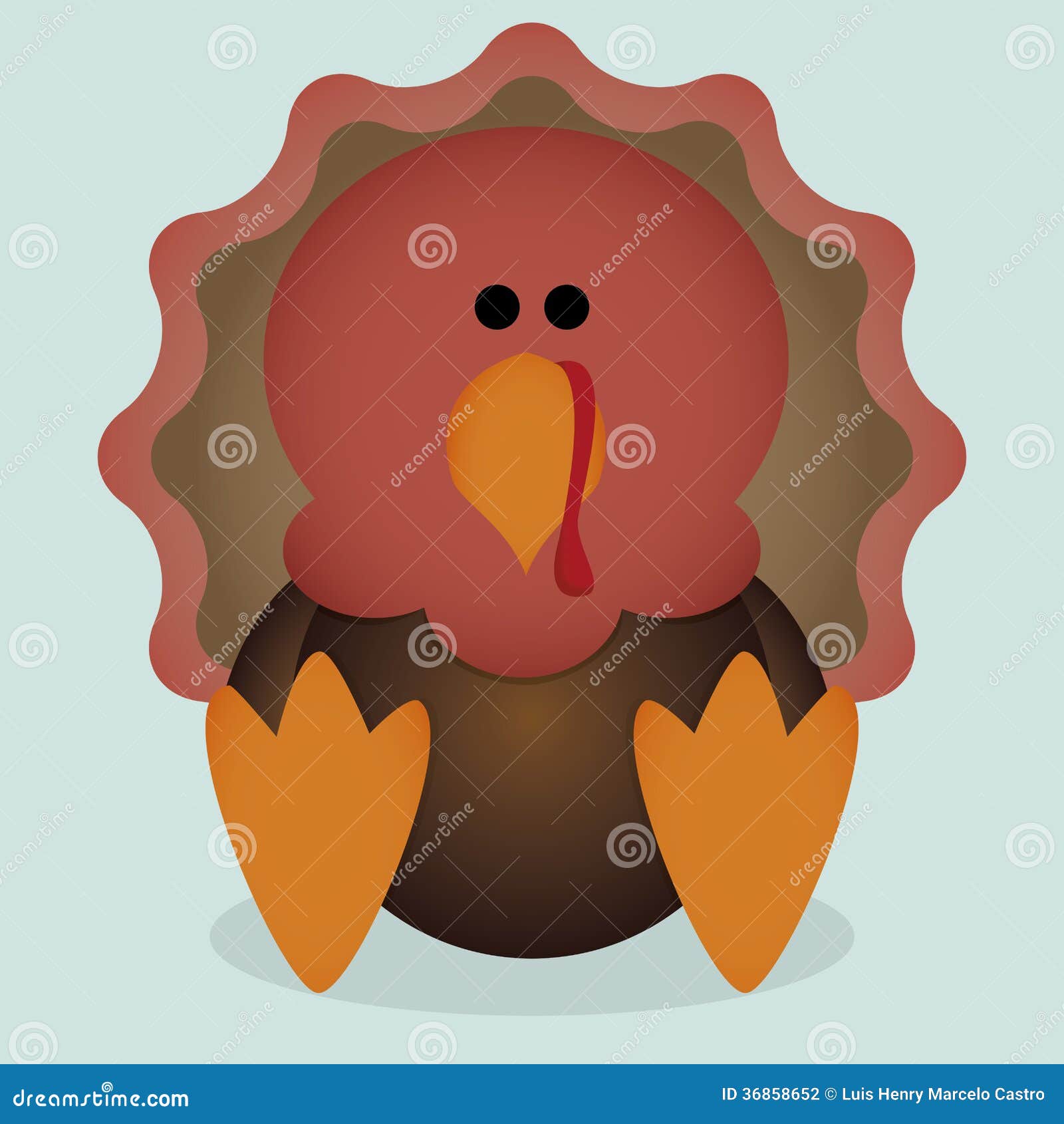 Vector Cartoon Cute Little Turkey Sitting Isolated Stock Illustration ...