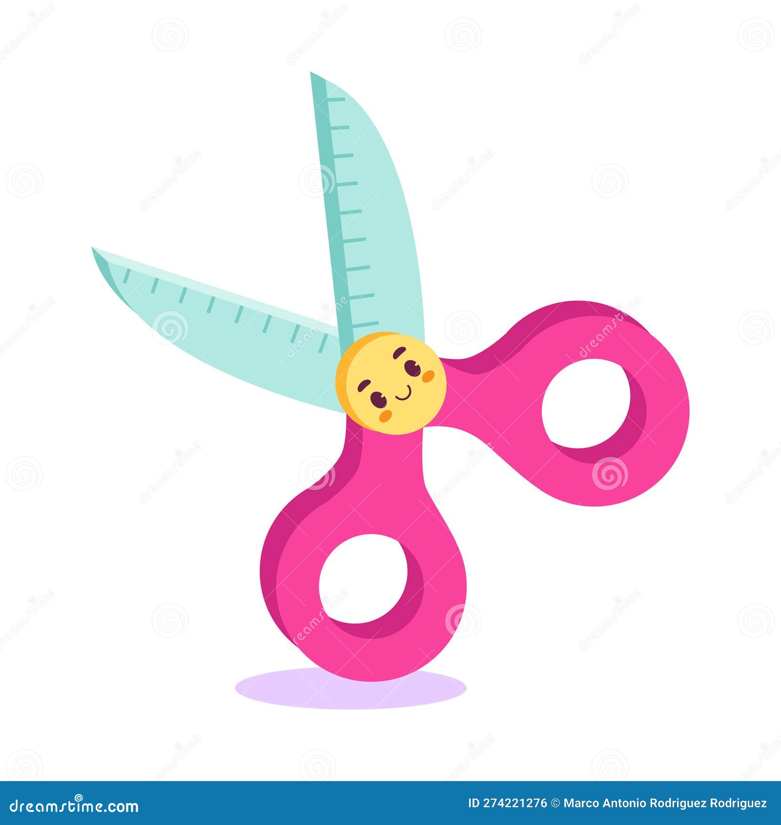 Vector Cartoon Cute Scissors School Kawaii Illustration Stock Vector