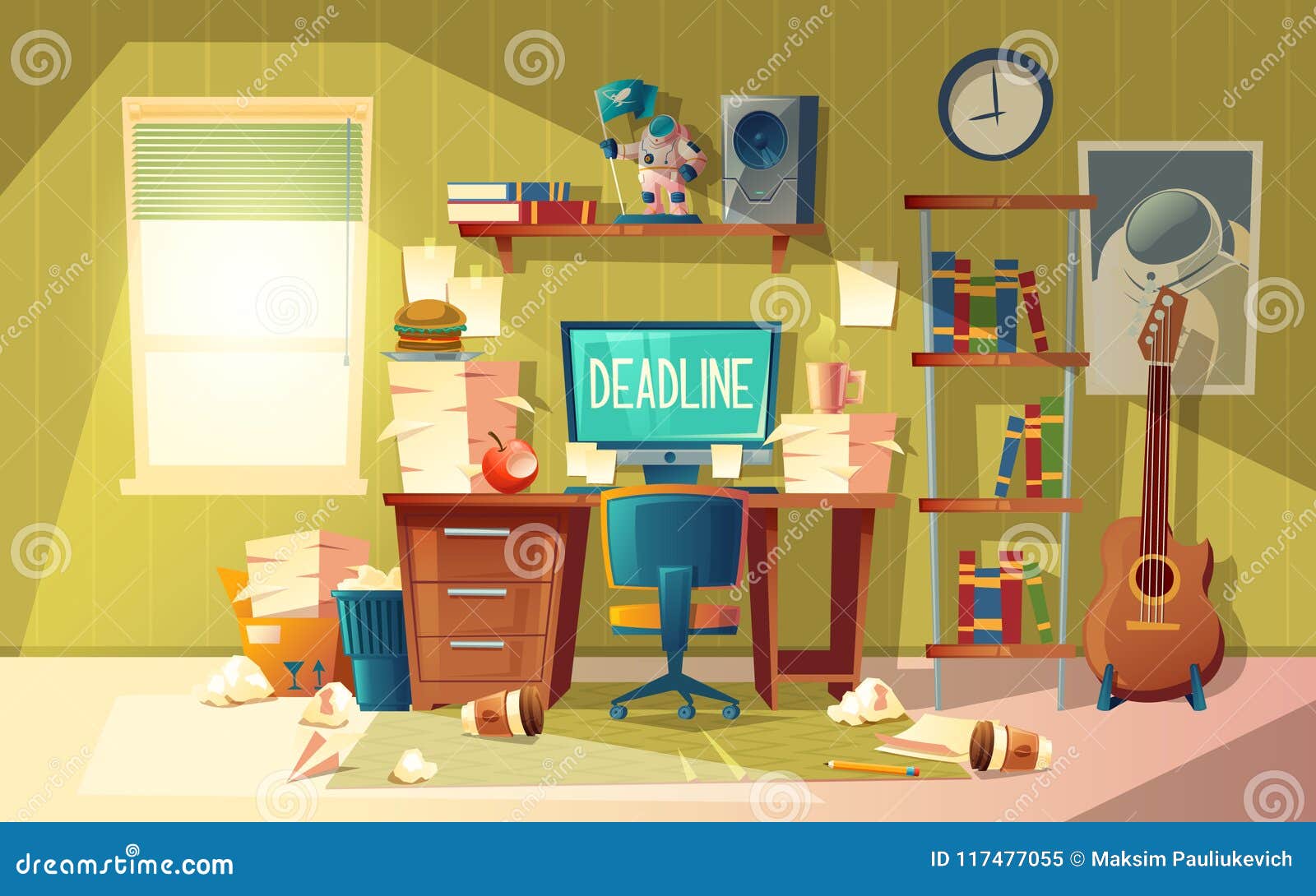 Vector Cartoon Deadline Concept For Freelance Job Stock