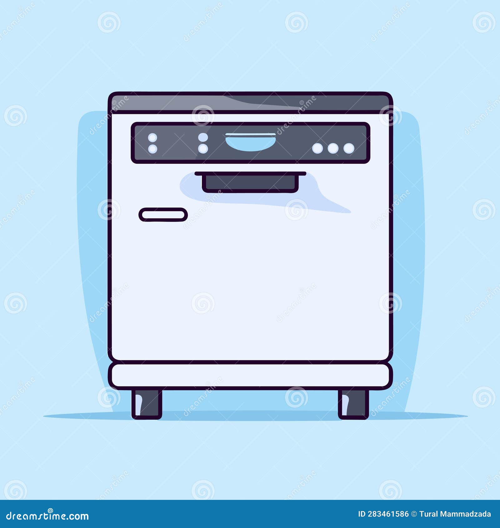 Vector of a Cartoon Dishwasher Icon on a Blue Background Stock Vector