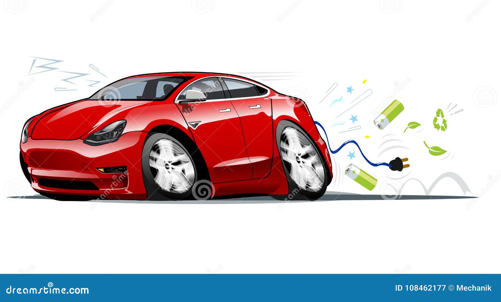 Cartoon electric car stock vector. Illustration of industry 108462177