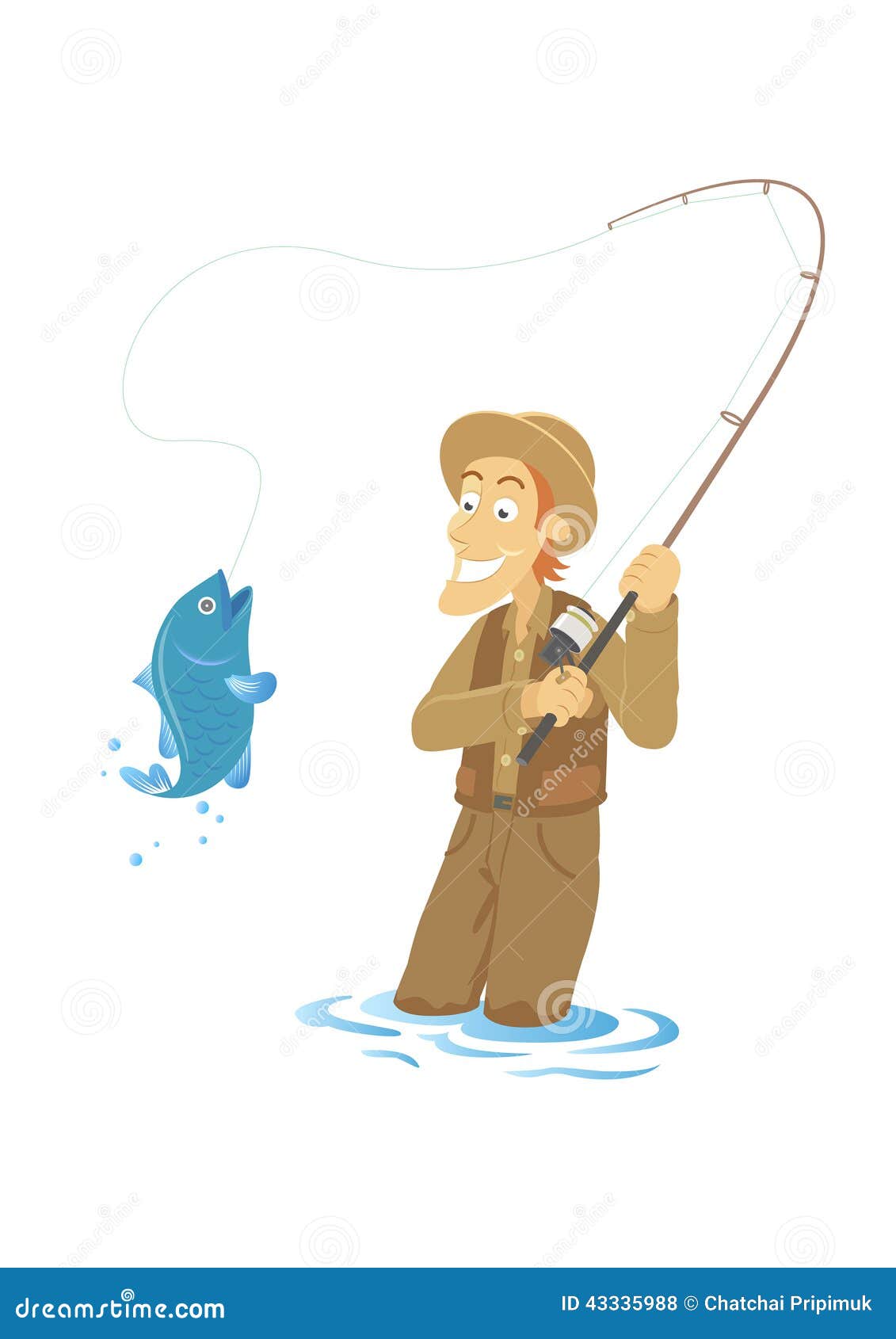 Vector cartoon fishing stock vector. Illustration of smile - 43335988