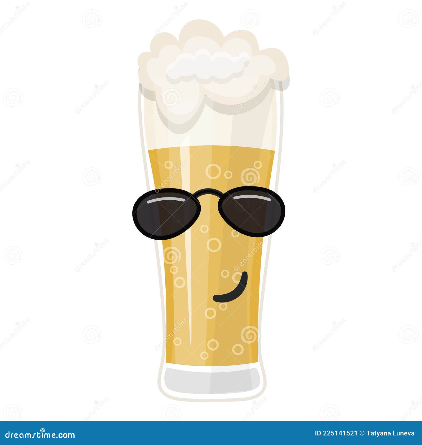 Vector Cartoon Funny Beer Glass in Sunglasses. Cute Character on a  Transparent Background Stock Vector - Illustration of isolated, liquid:  225141521