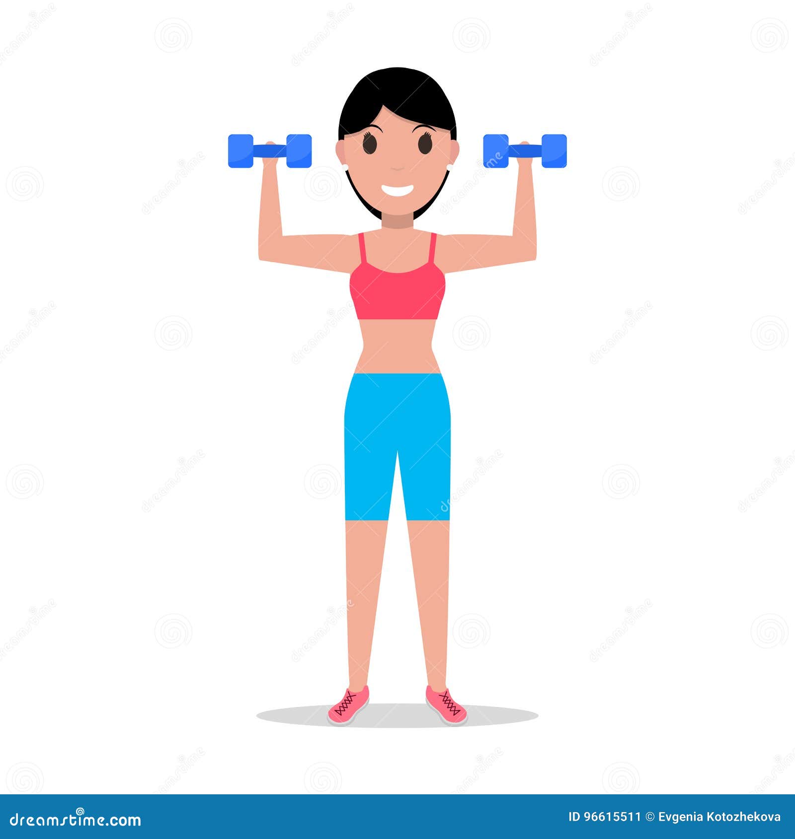 Vector Cartoon Girl Holding Dumbbells for Fitness Stock Vector ...