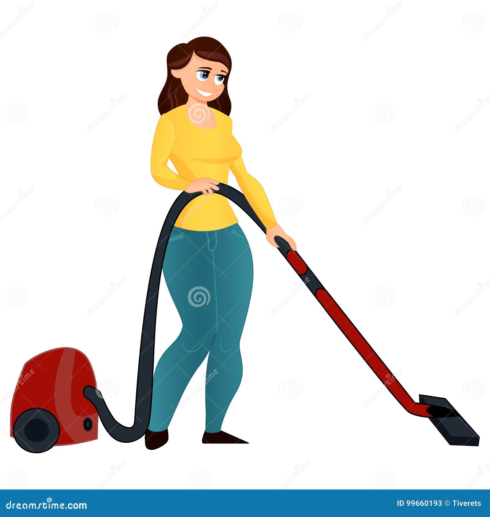 Vector Cartoon Girl with a Vacuum Cleaner Stock Vector - Illustration of  housework, character: 99660193