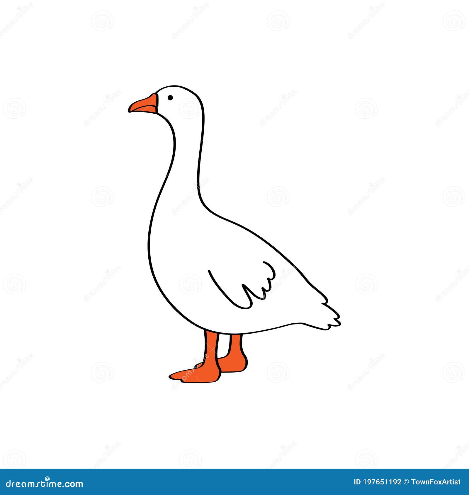 White Cartoon Goose Standing Isolated on White Background Stock Vector -  Illustration of gull, duck: 197651192