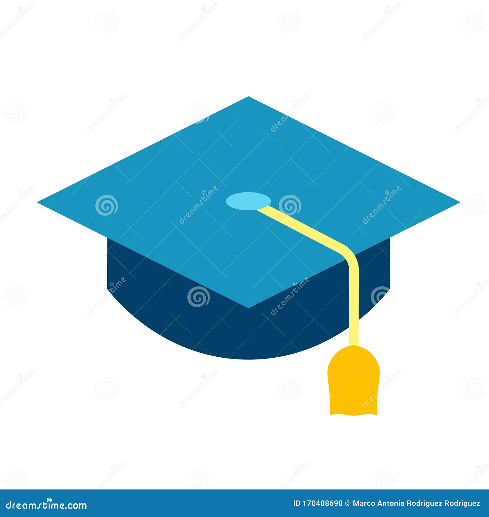 Cartoon Graduation Cap Isolated on White Background Stock Illustration ...