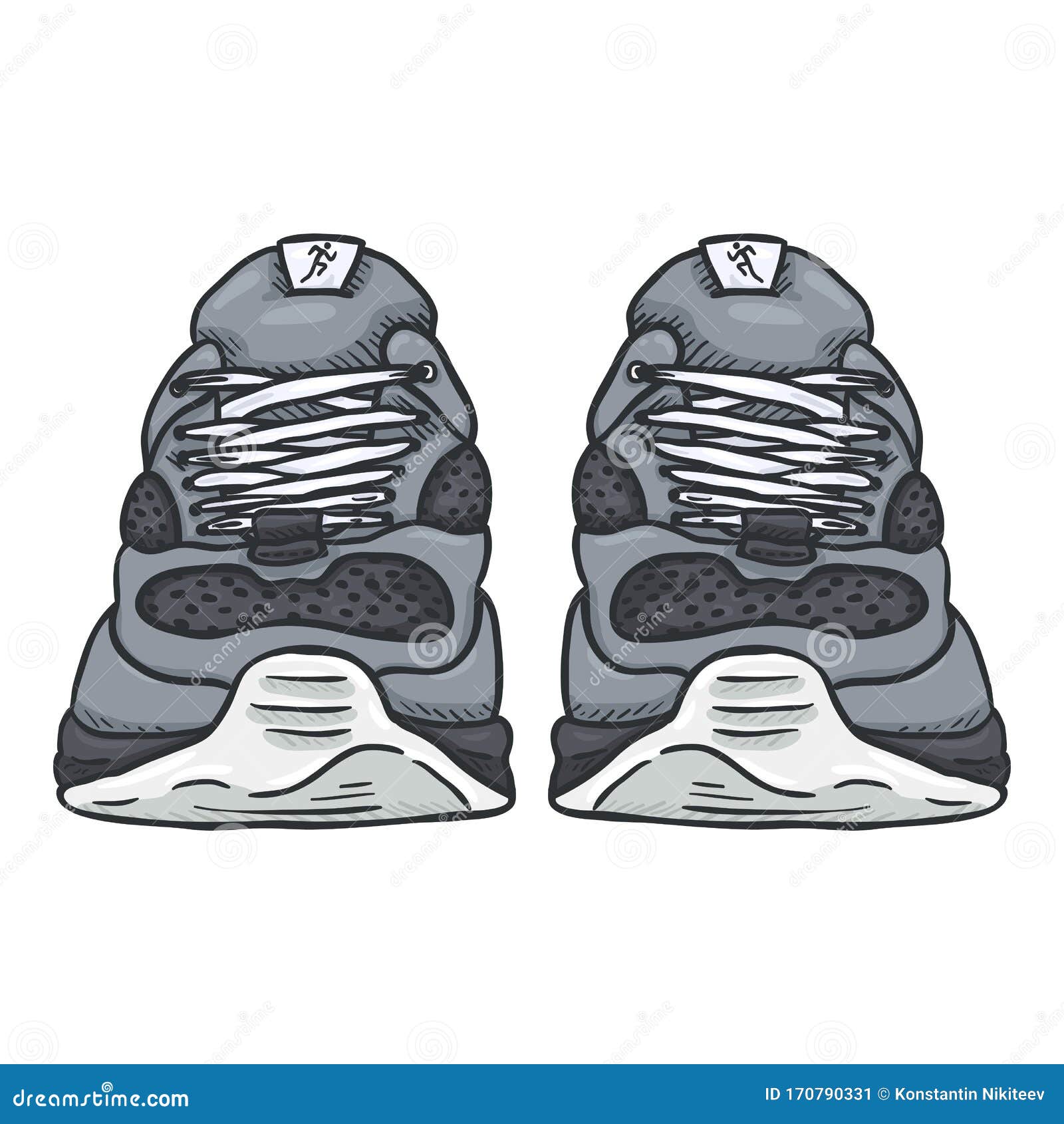 Vector Cartoon Gray Running Shoes Stock Vector - Illustration of boot,  jogging: 170790331