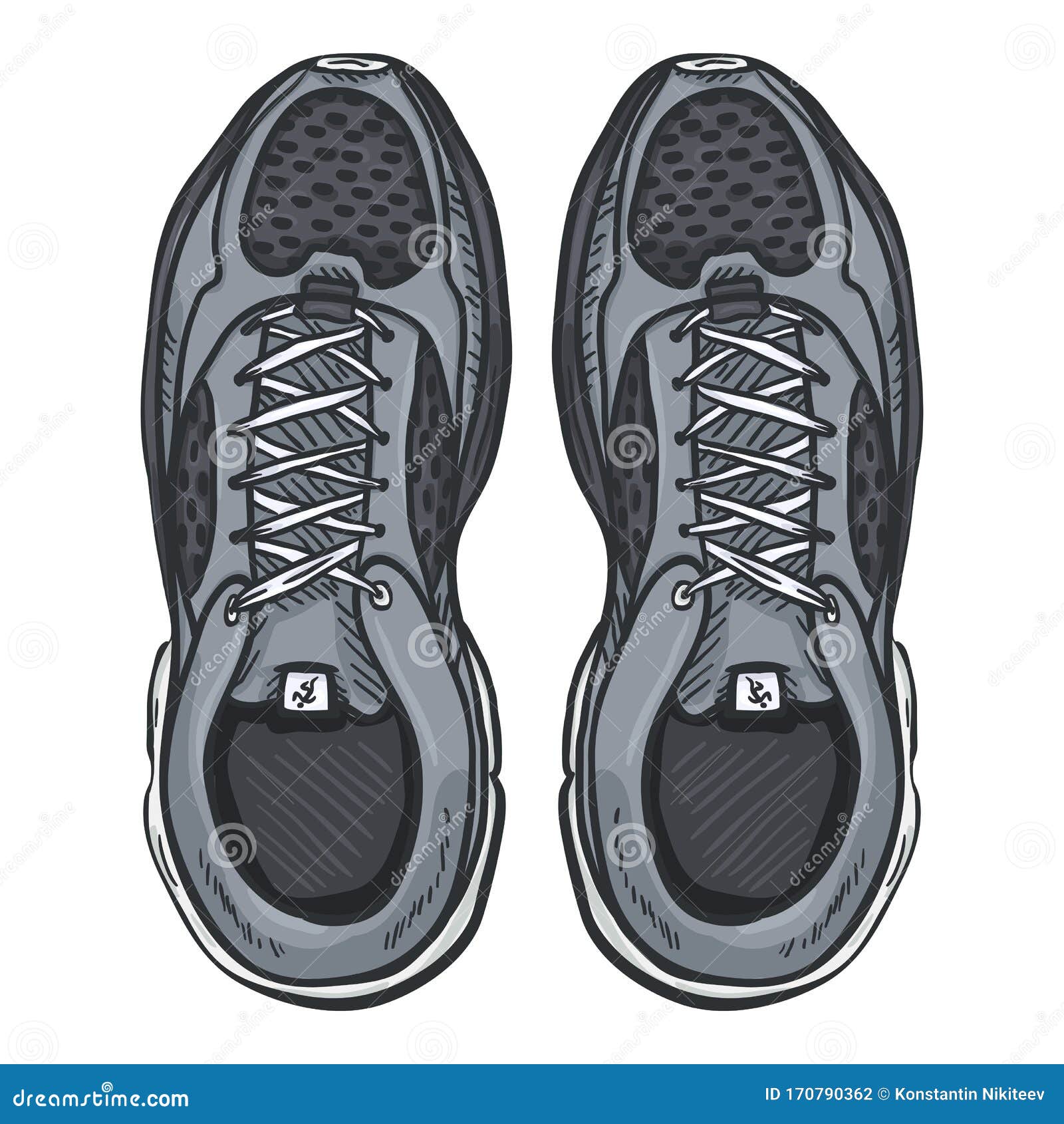 Vector Cartoon Gray Running Shoes Stock Vector - Illustration of pair ...