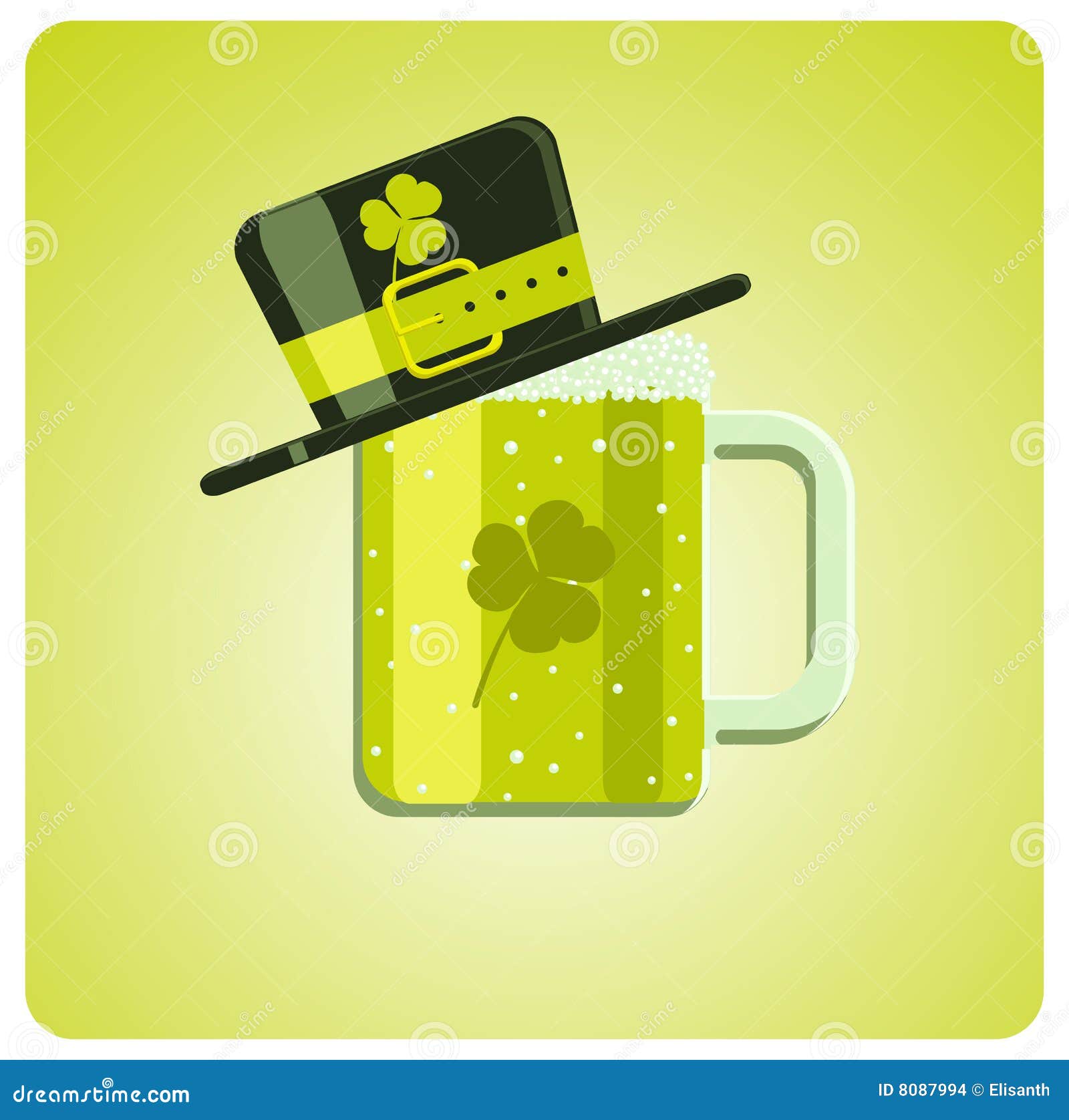 Vector Cartoon Green Beer and Hat Stock Vector Illustration of bubble
