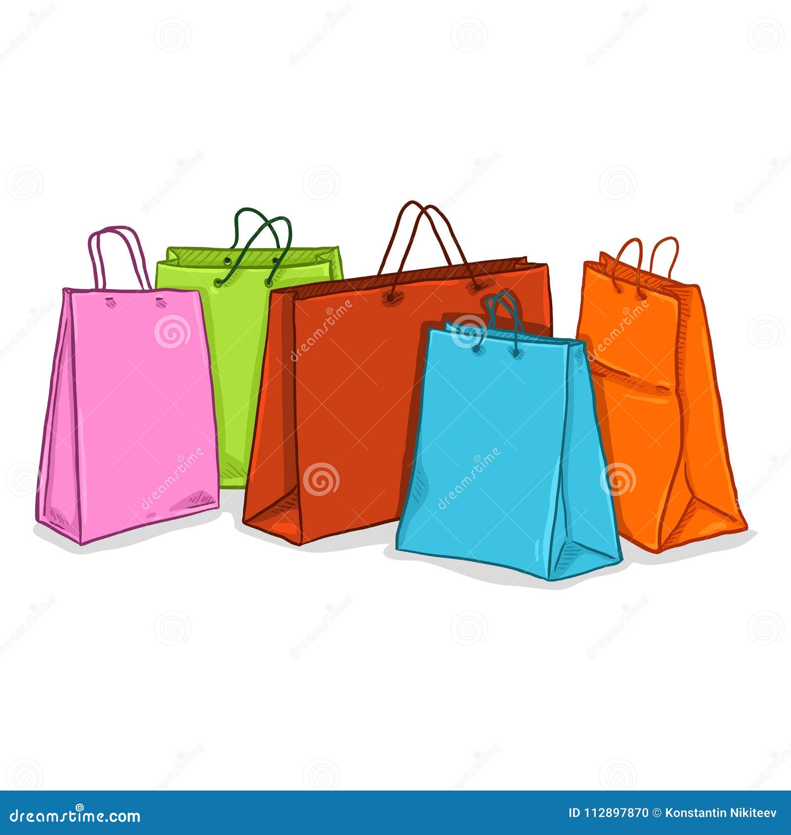 Vector Cartoon Group of Colorful Shopping Bags Stock Vector