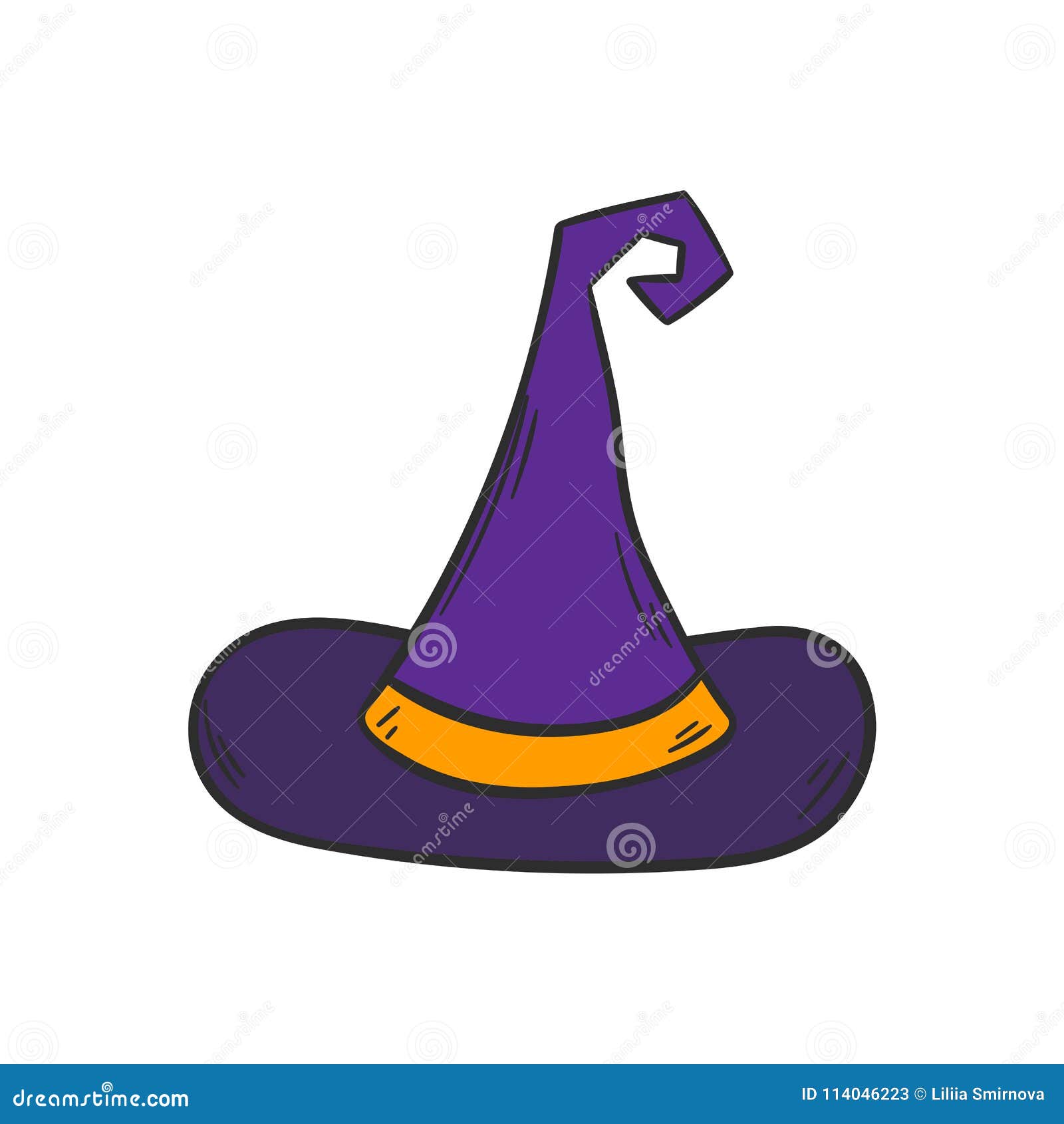 Vector Cartoon Hand Drawn Witch Hat Stock Vector - Illustration of