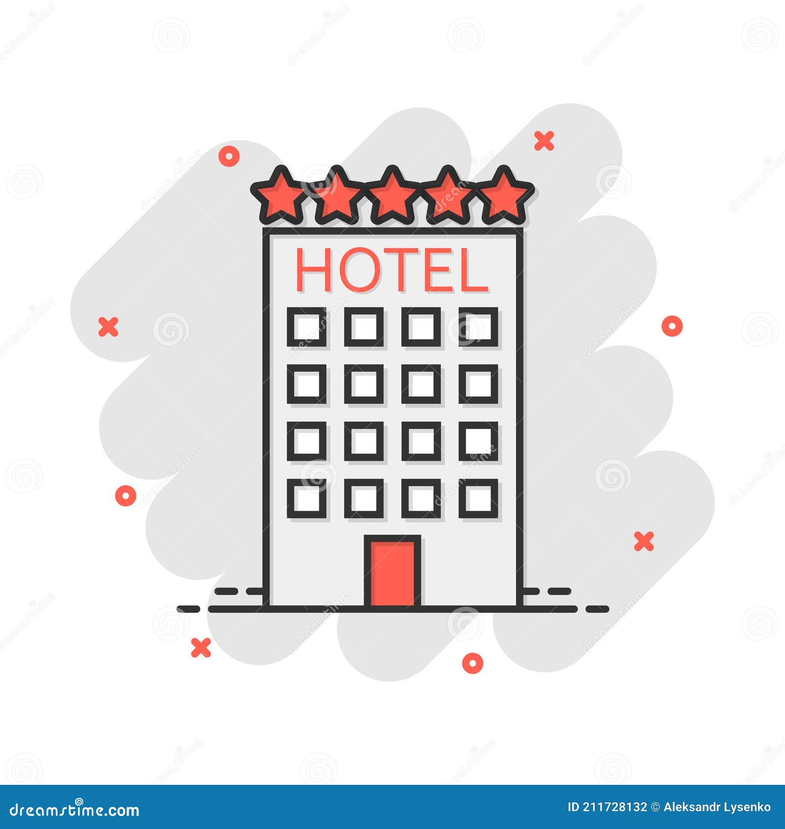 Vector Cartoon Hotel Icon in Comic Style. Tower Sign Illustration Pictogram  Stock Vector - Illustration of building, cartoon: 211728132