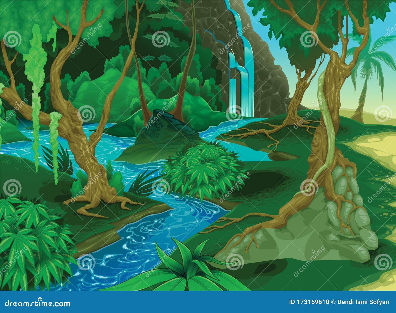 Vector Cartoon Illustration Of Background Morning Jungle Stock Vector Illustration Of Mist Flora Vector Cartoon Illustration Of Background Morning Jungle Stock Vector Illustration Of Mist Flora
