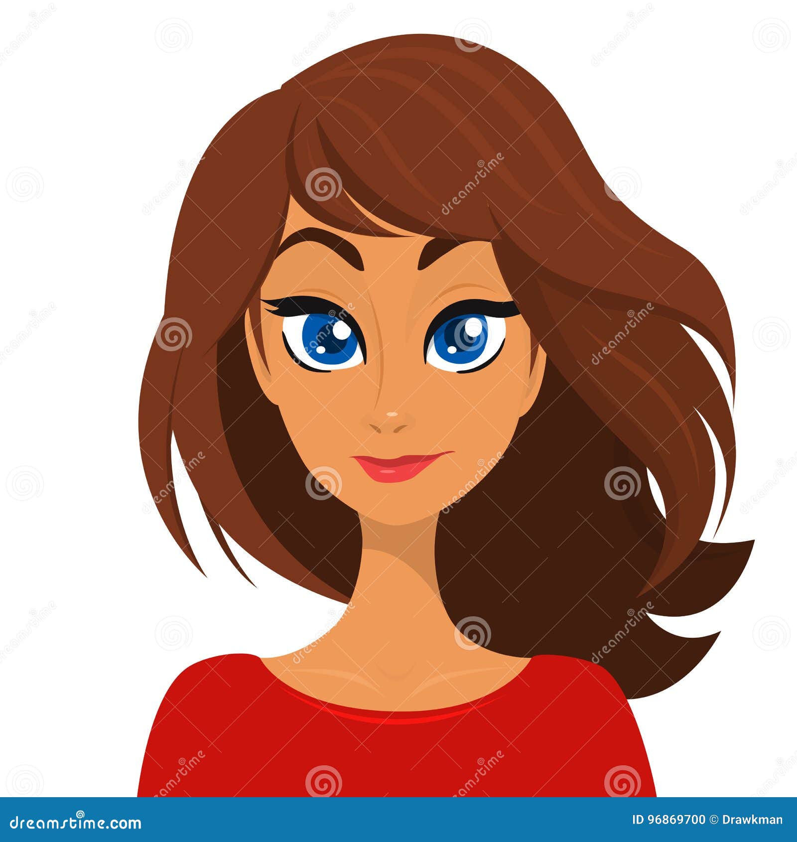 Vector Cartoon Illustration of a Beautiful Woman Portrait with Long Brown Hair and Red Dress. Top-model Girl Stock Vector - Illustration of glamour, design: 96869700 Vector Cartoon Illustration of a Beautiful Woman Portrait with Long Brown Hair and Red Dress. Top-model Girl Stock Vector - Illustration of glamour, design: 96869700