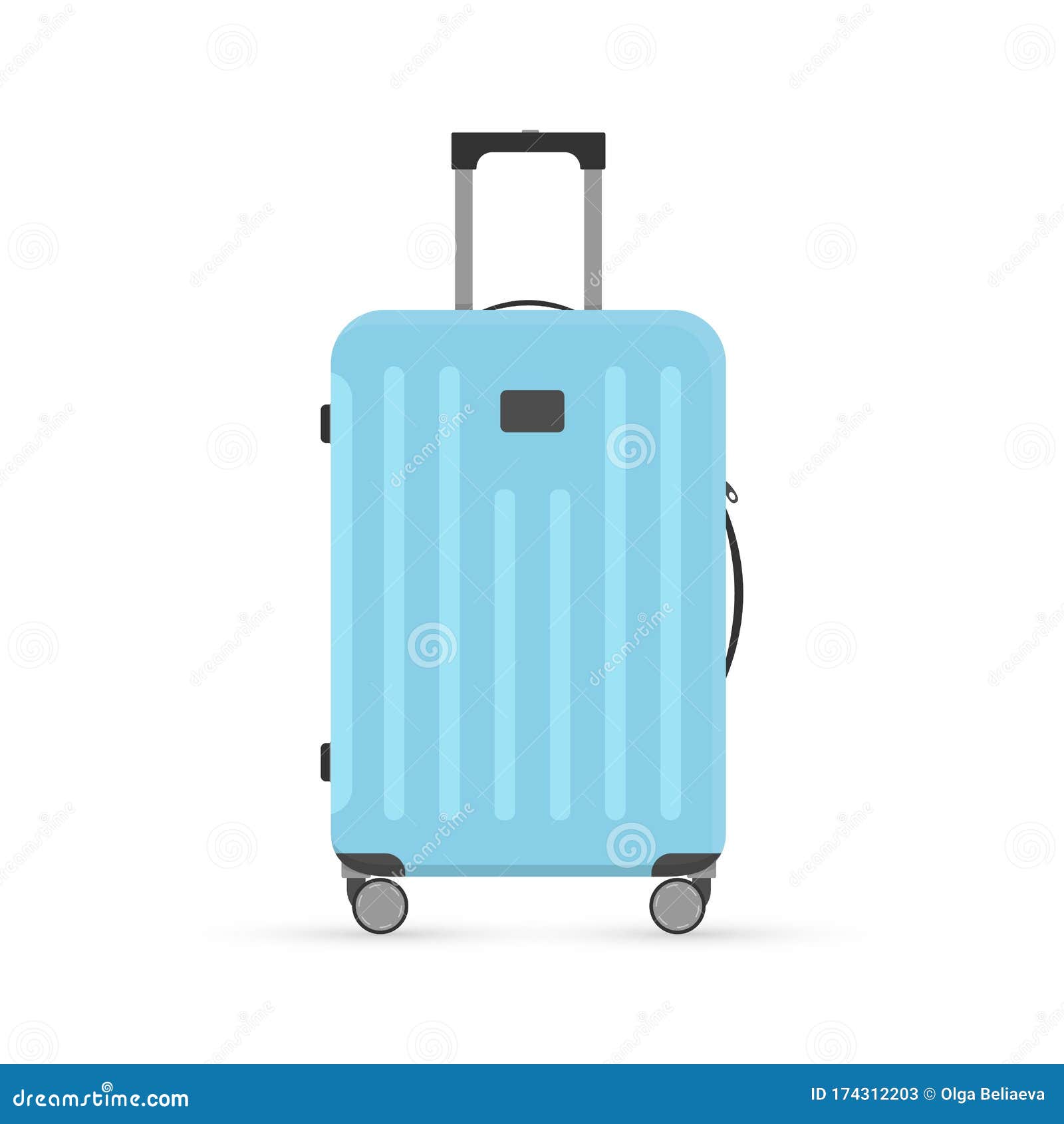 Vector Cartoon Illustration of Blue Suitcase Isolated on White ...