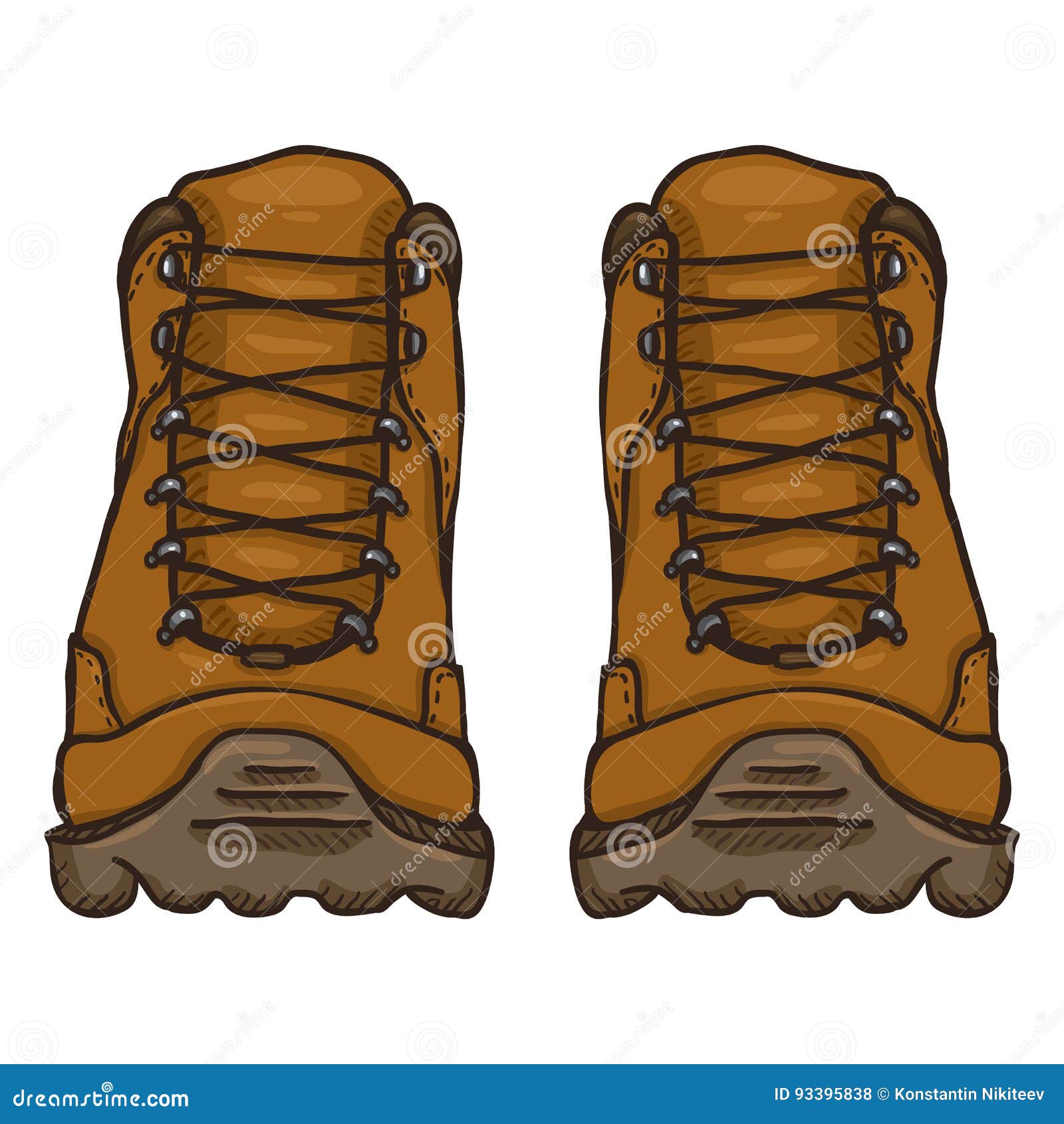 Hiking Boots Isolate, Color Sketch, Doodle Cartoon Vector