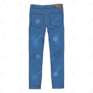 Vector Cartoon Illustration - Denim Jeans Pants. Back View. Stock ...