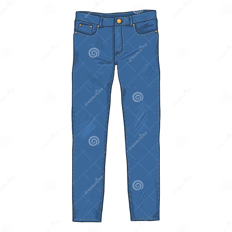 Vector Cartoon Illustration - Denim Jeans Pants. Front View. Stock ...