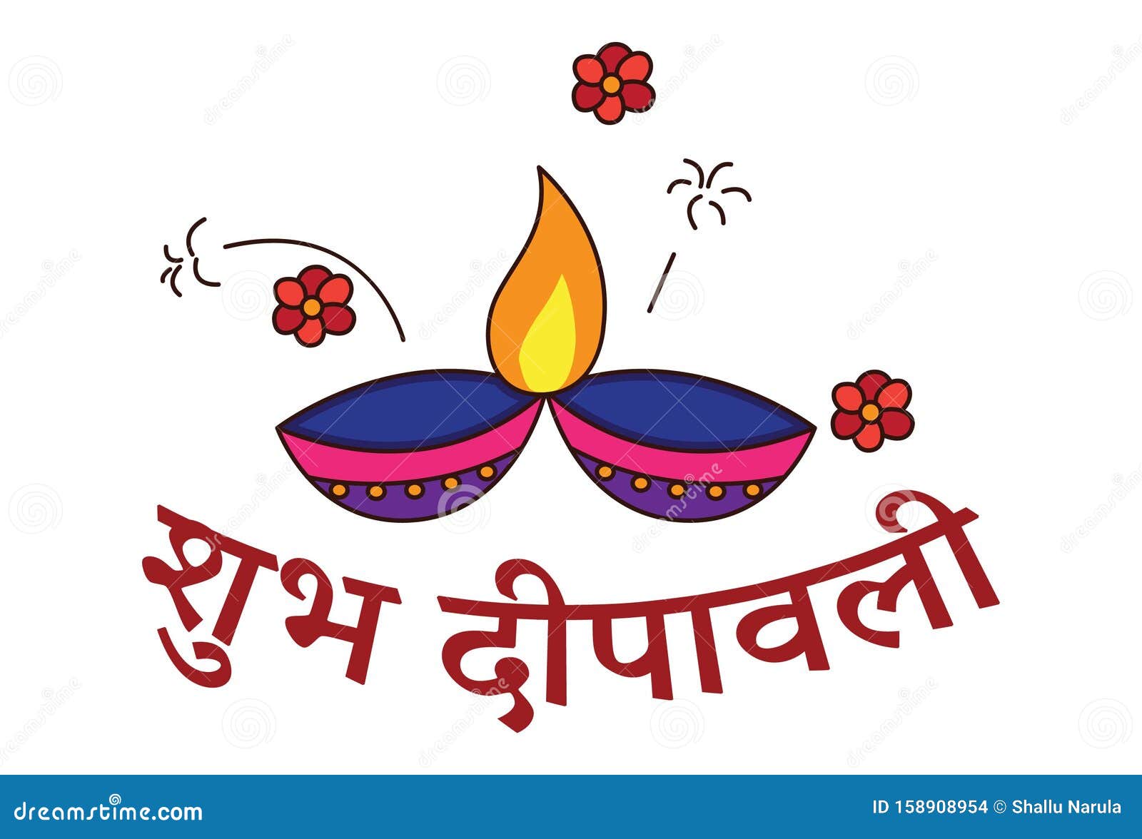 Vector Cartoon Illustration of Diwali Sticker Stock Vector - Illustration  of happy, flame: 158908954