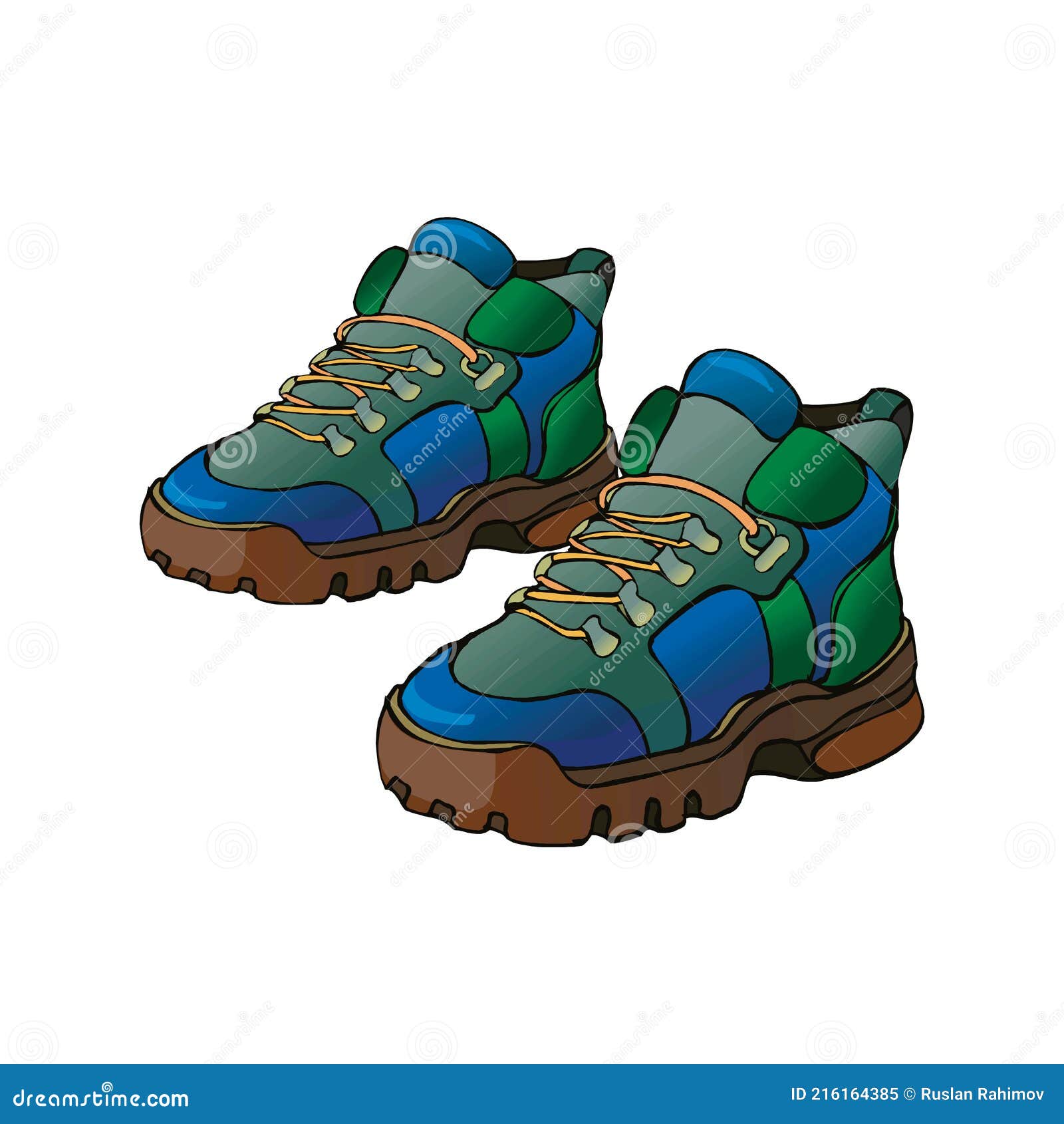 Vector Cartoon Illustration - Extreme Hiking Boots. Front View Stock Vector  - Illustration of high, vector: 216164385