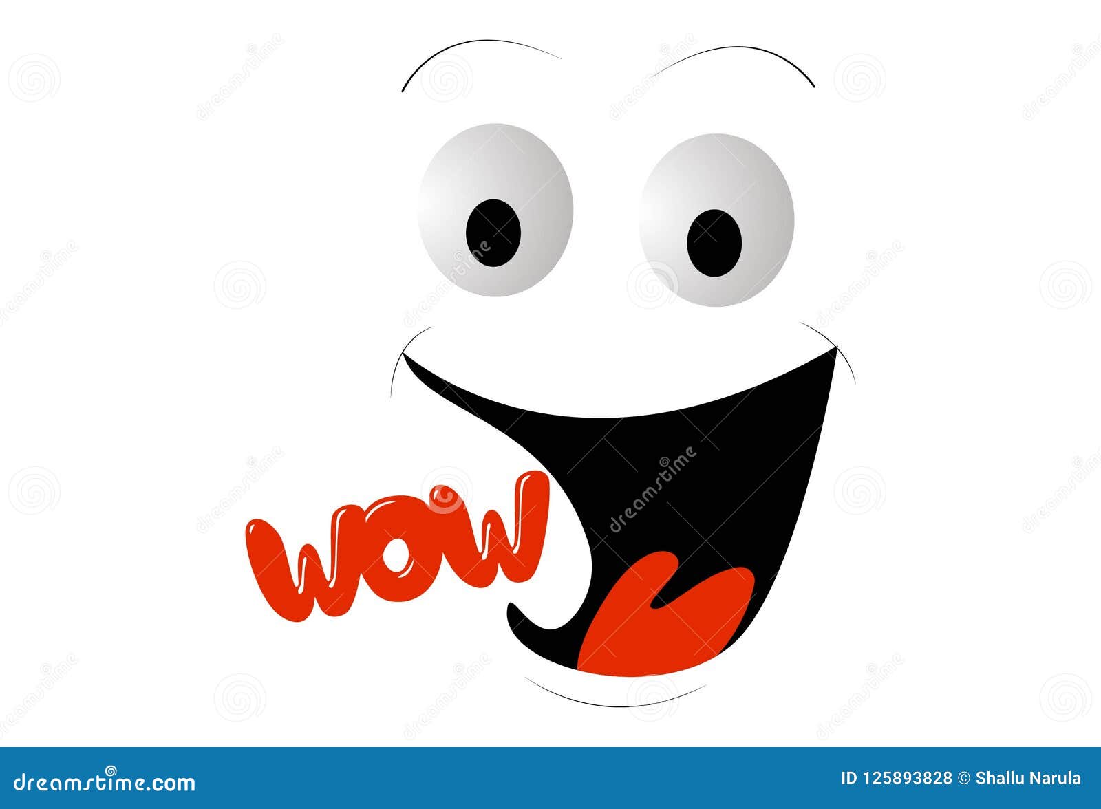 Vector Cartoon Illustration of Face with Wow Expression. Stock Vector -  Illustration of impressed, cool: 125893828