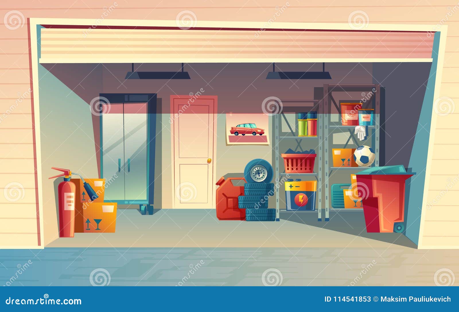 cartoon  of garage interior
