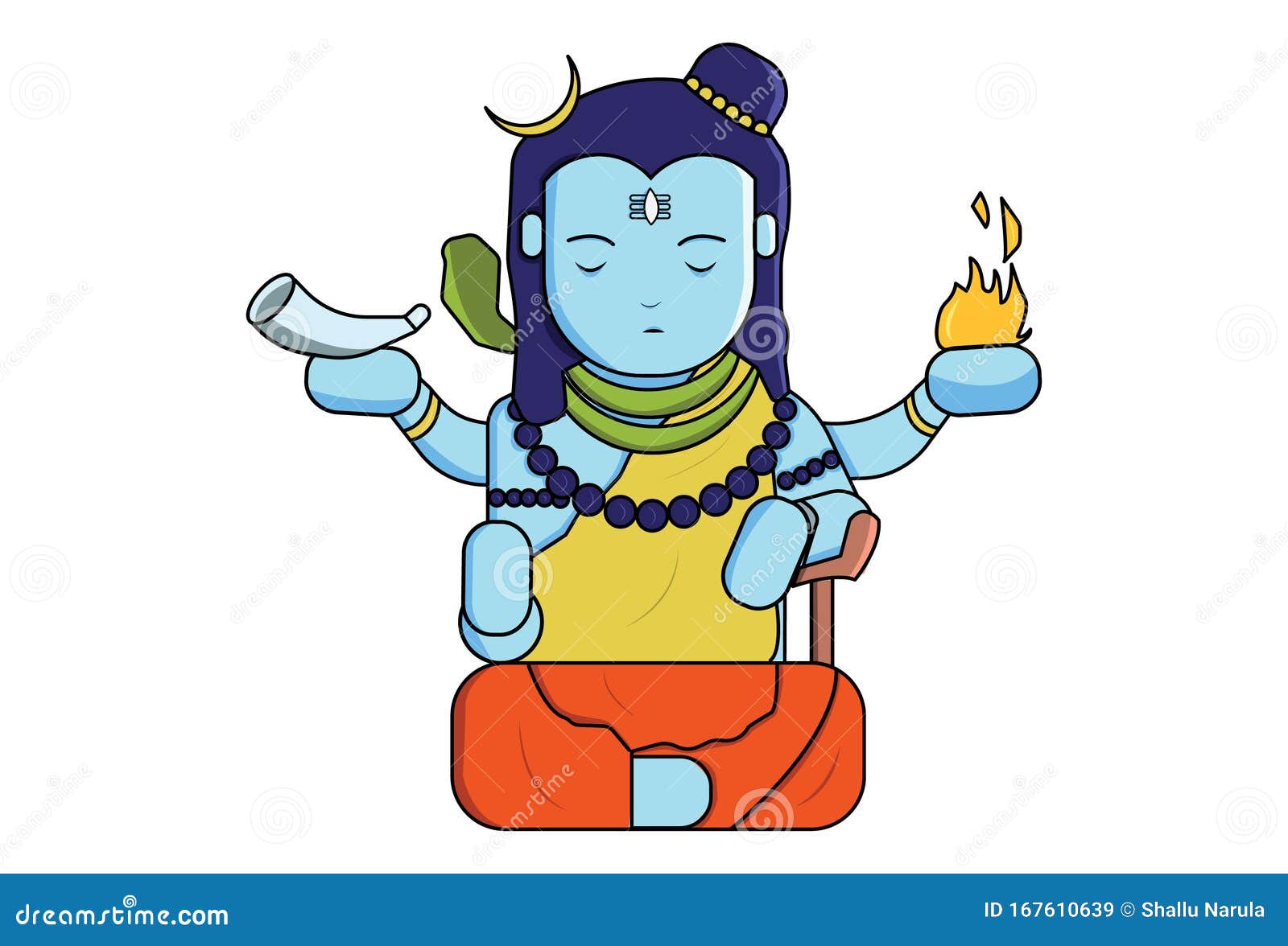 Cartoon Illustration of God Shiva Stock Vector - Illustration of drawing,  mudra: 167610639