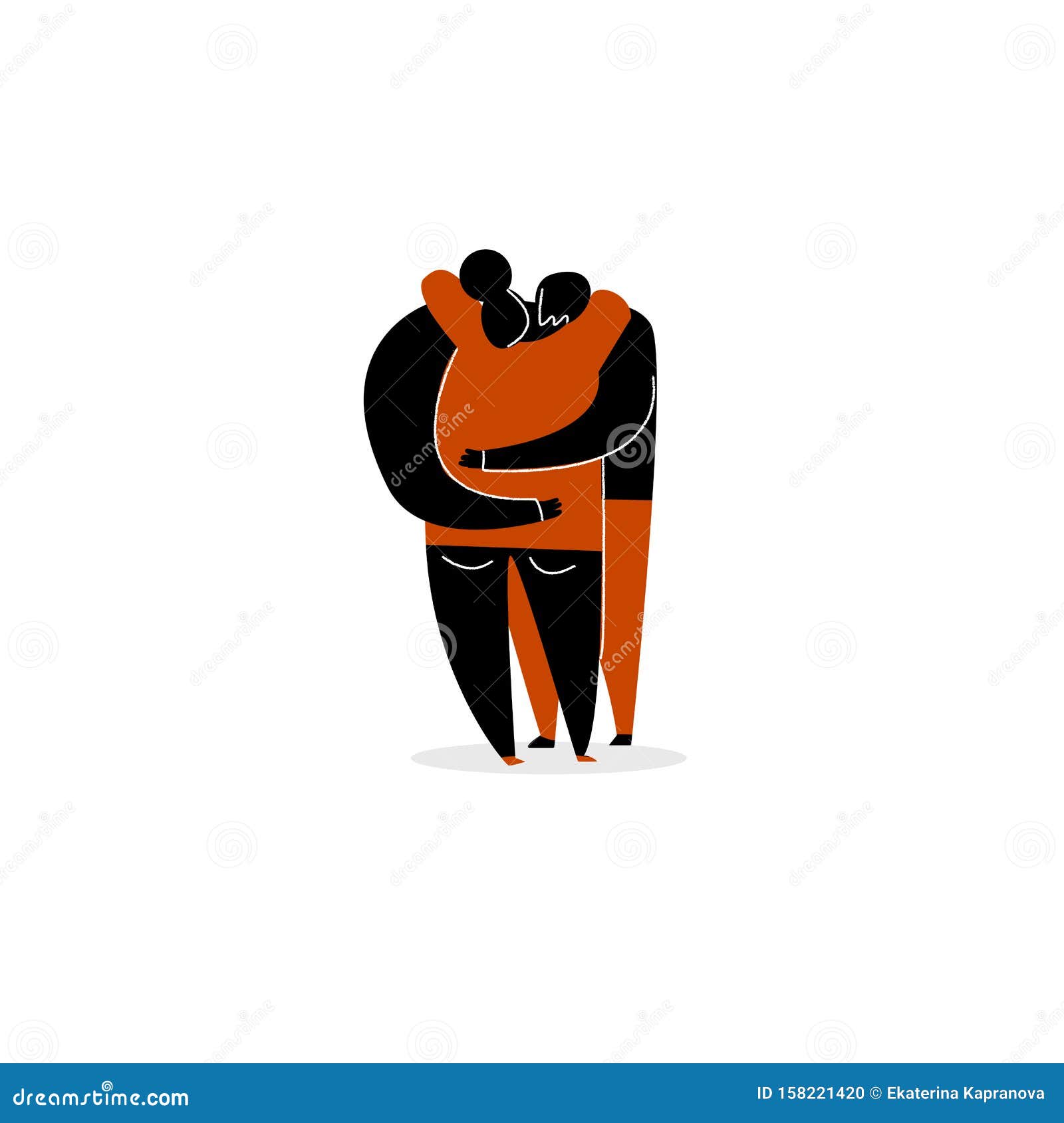 Vector Cartoon Illustration of Hugging Couple. Isolated on White ...