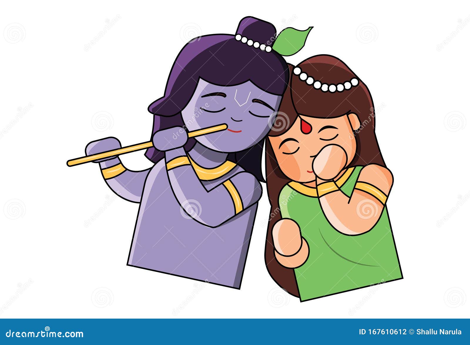 Cartoon Illustration of God Radha Krishna Stock Vector - Illustration of  cute, isolated: 167610612