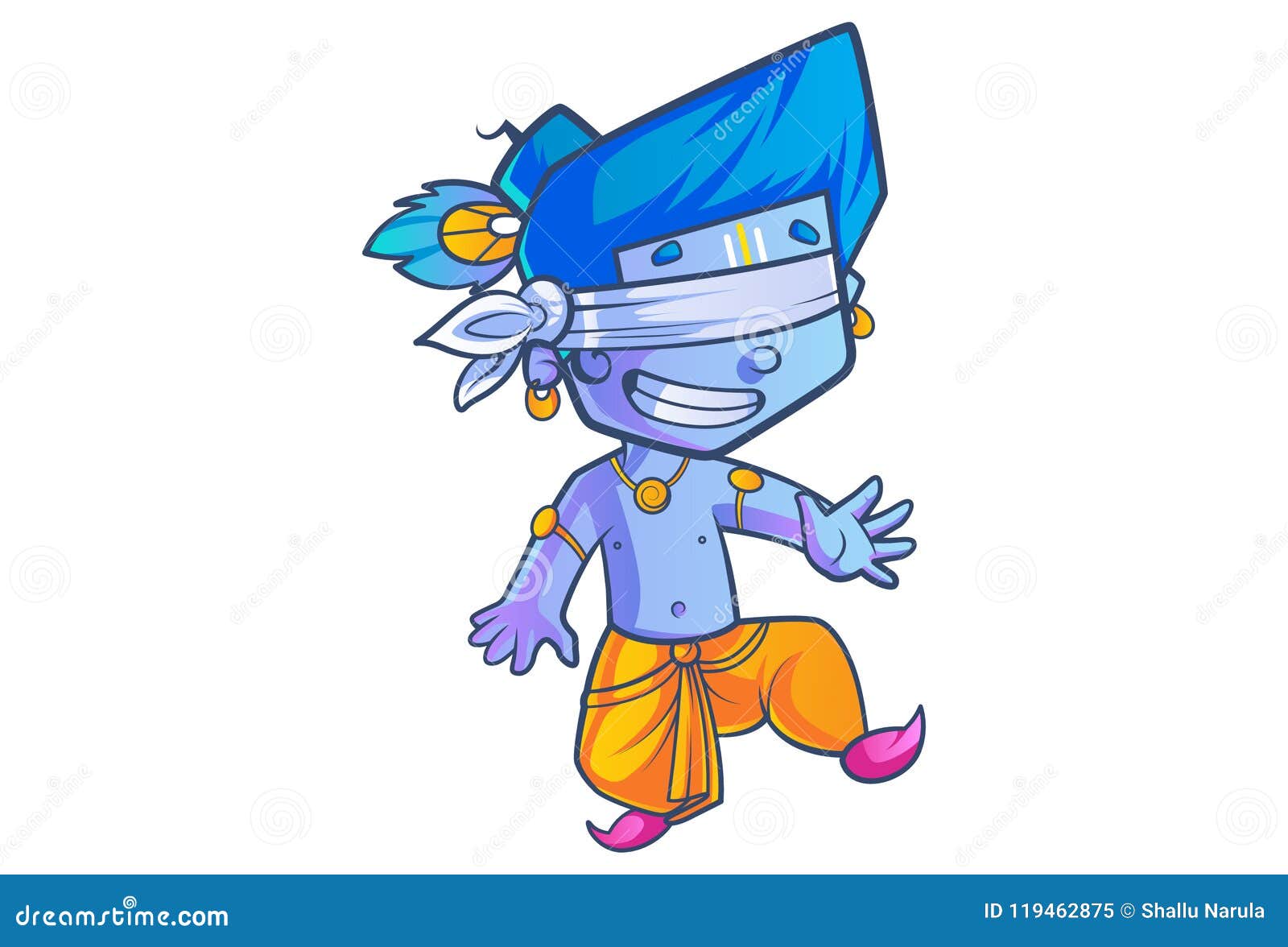 Little Cute Lord Krishna stock vector. Illustration of hindu - 119462875