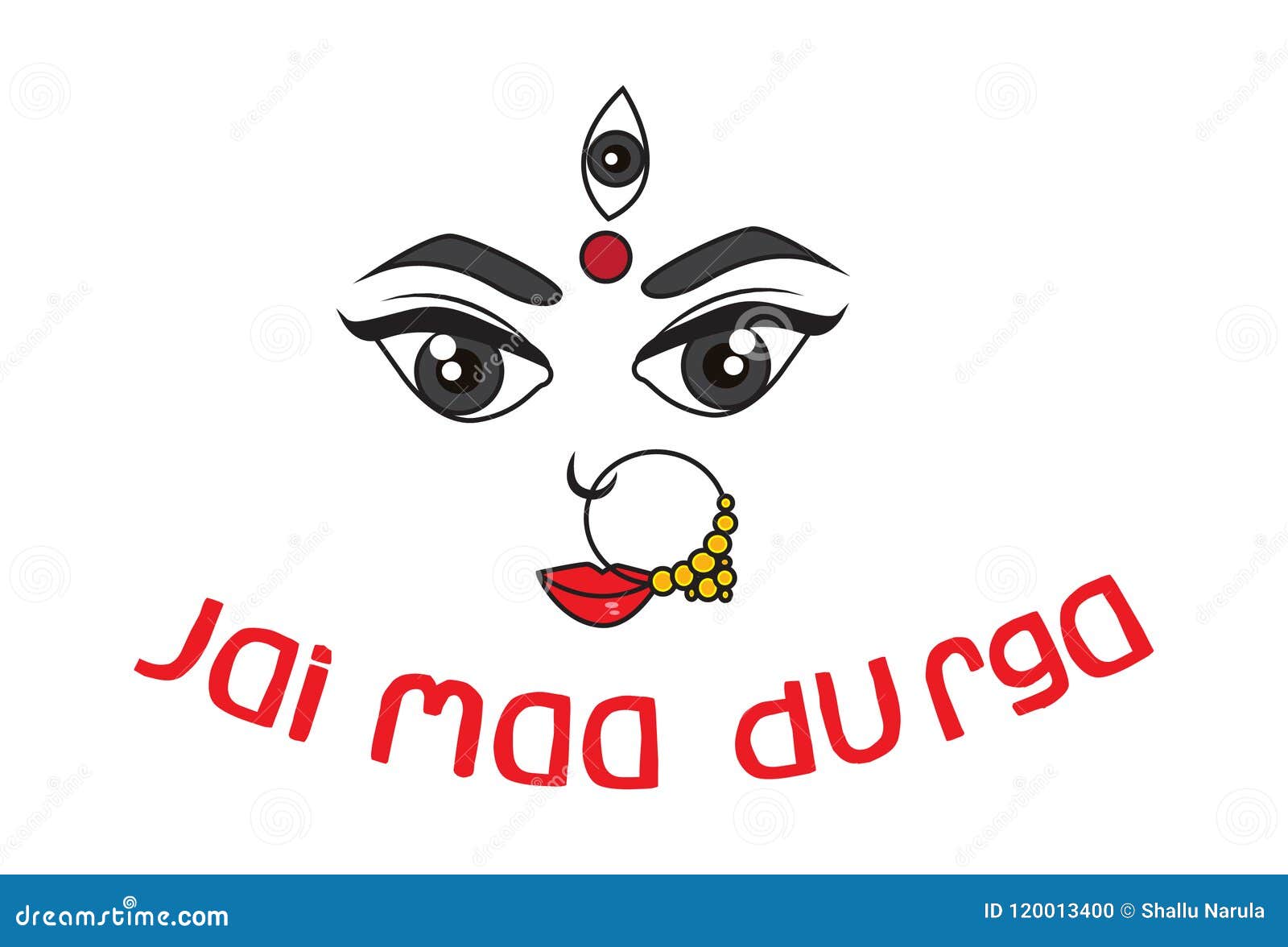 Vector Navratri Cartoon Illustration Stock Vector - Illustration of  hinduism, face: 120013400