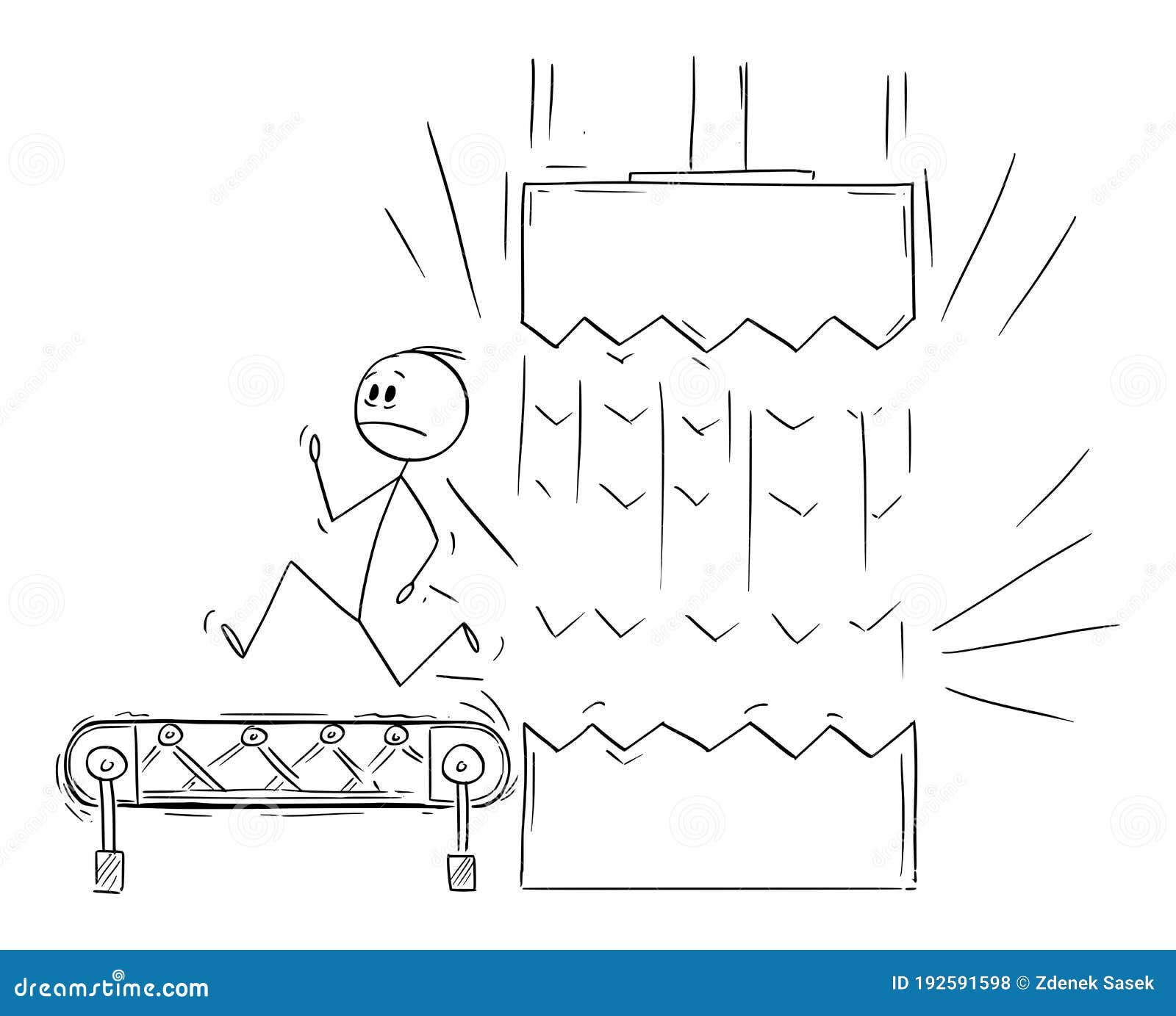 Vector Cartoon Illustration of Man or Businessman Running on Conveyor Belt  or Running Machine from Crushing Machine Stock Vector - Illustration of  figure, economy: 192591598