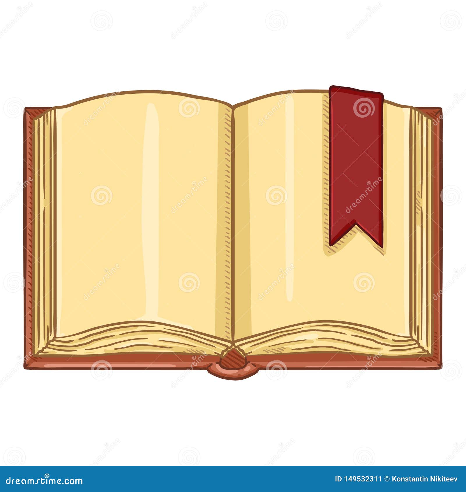 Sketch - open book with bookmark Royalty Free Vector Image