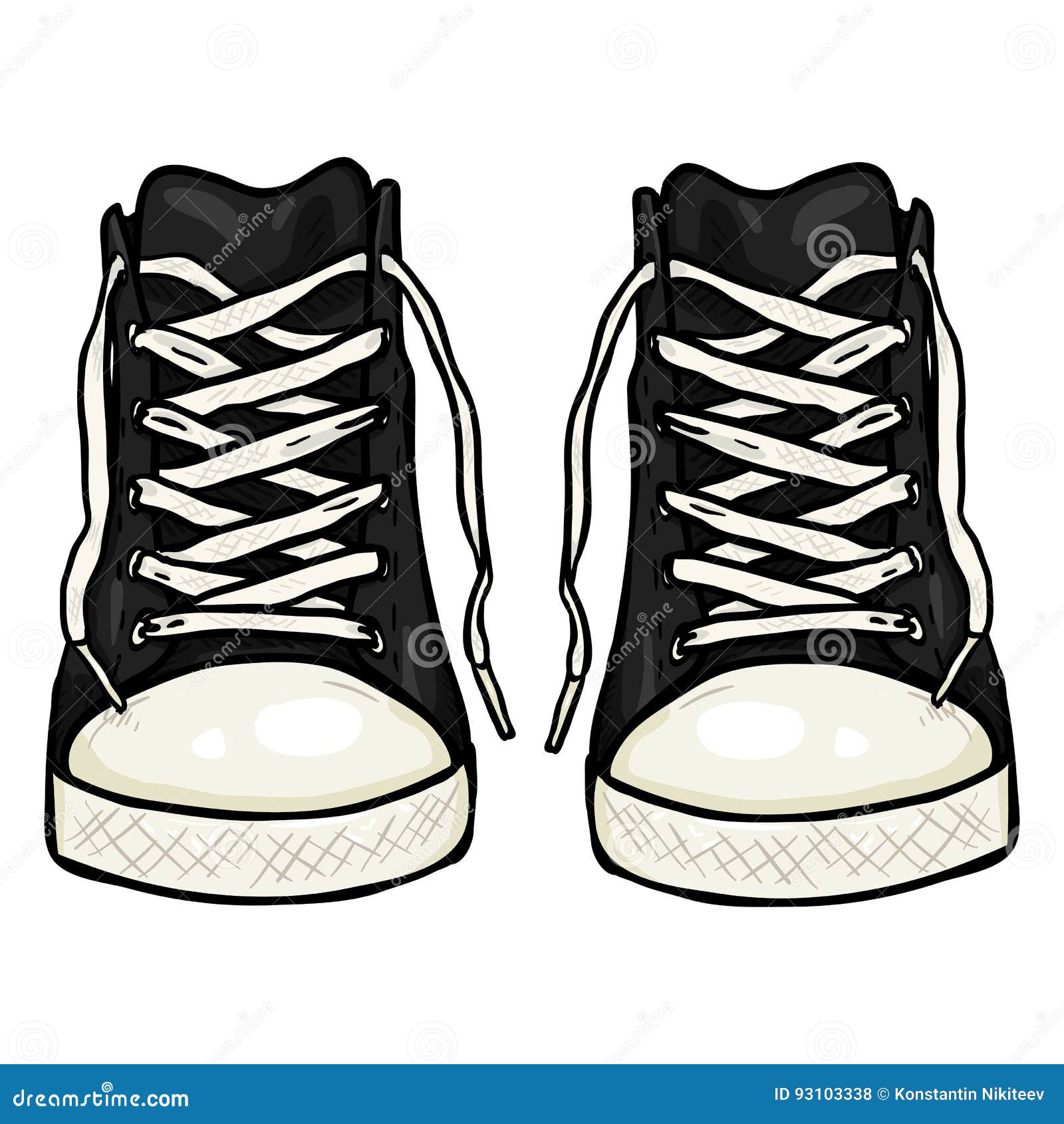 Vector Cartoon Illustration - Pair of High Casual Gumshoes. Front View ...