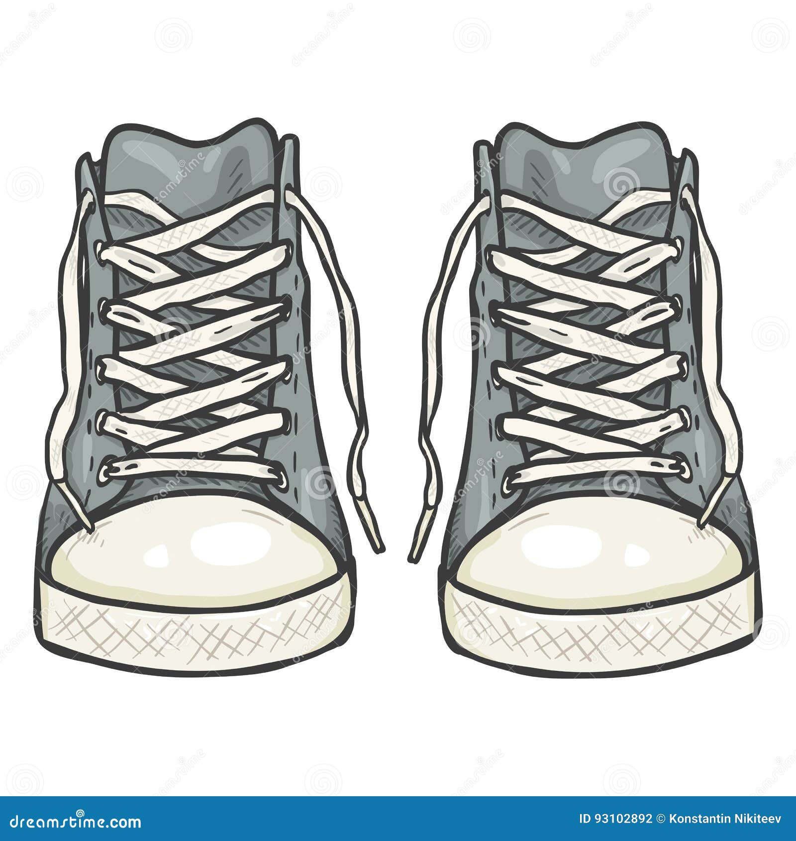 Vector Cartoon Illustration - Pair of High Casual Gumshoes. Front View ...