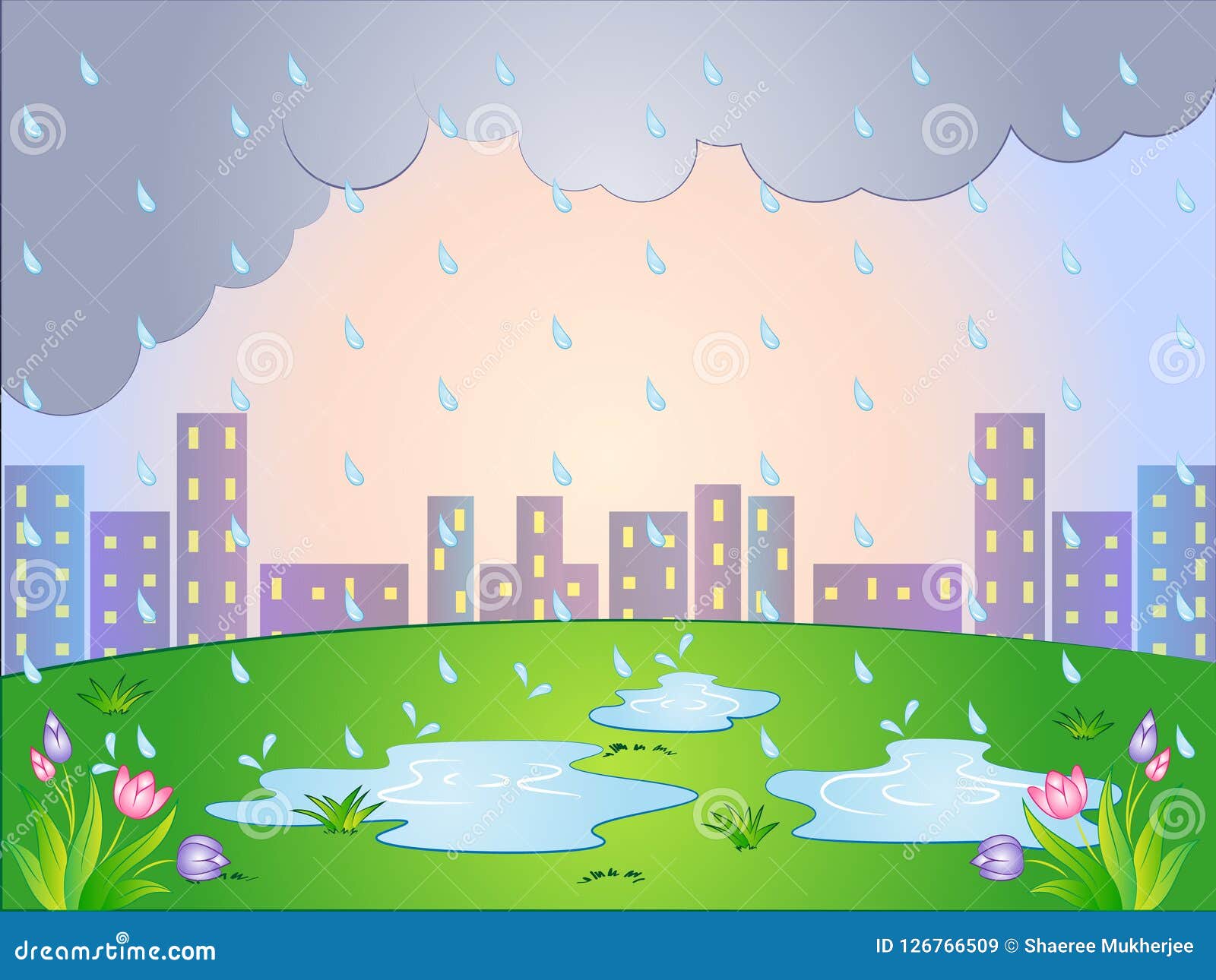 rain cartoon background