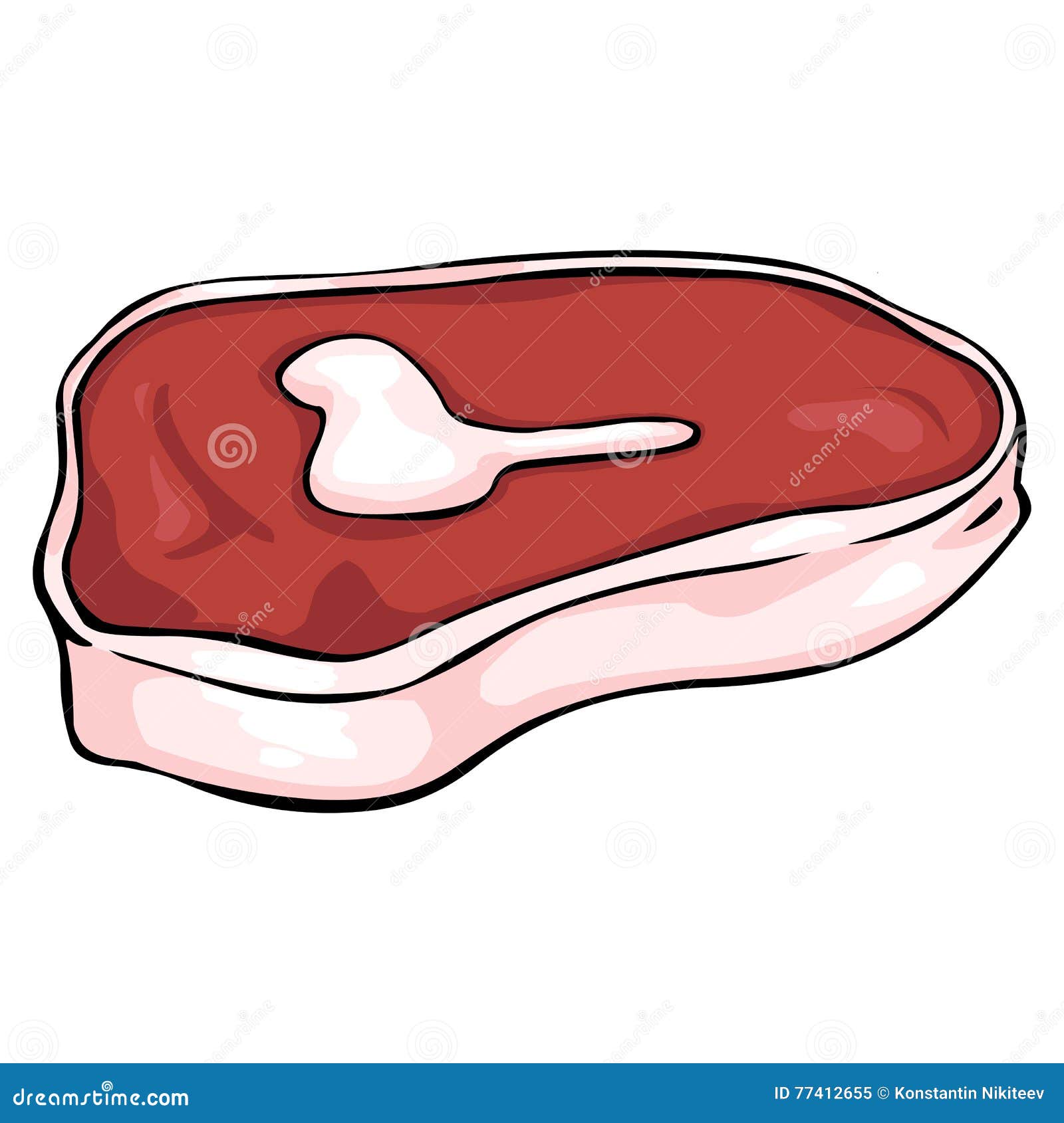 Vector Cartoon Illustration Raw Piece of Meat Stock Vector